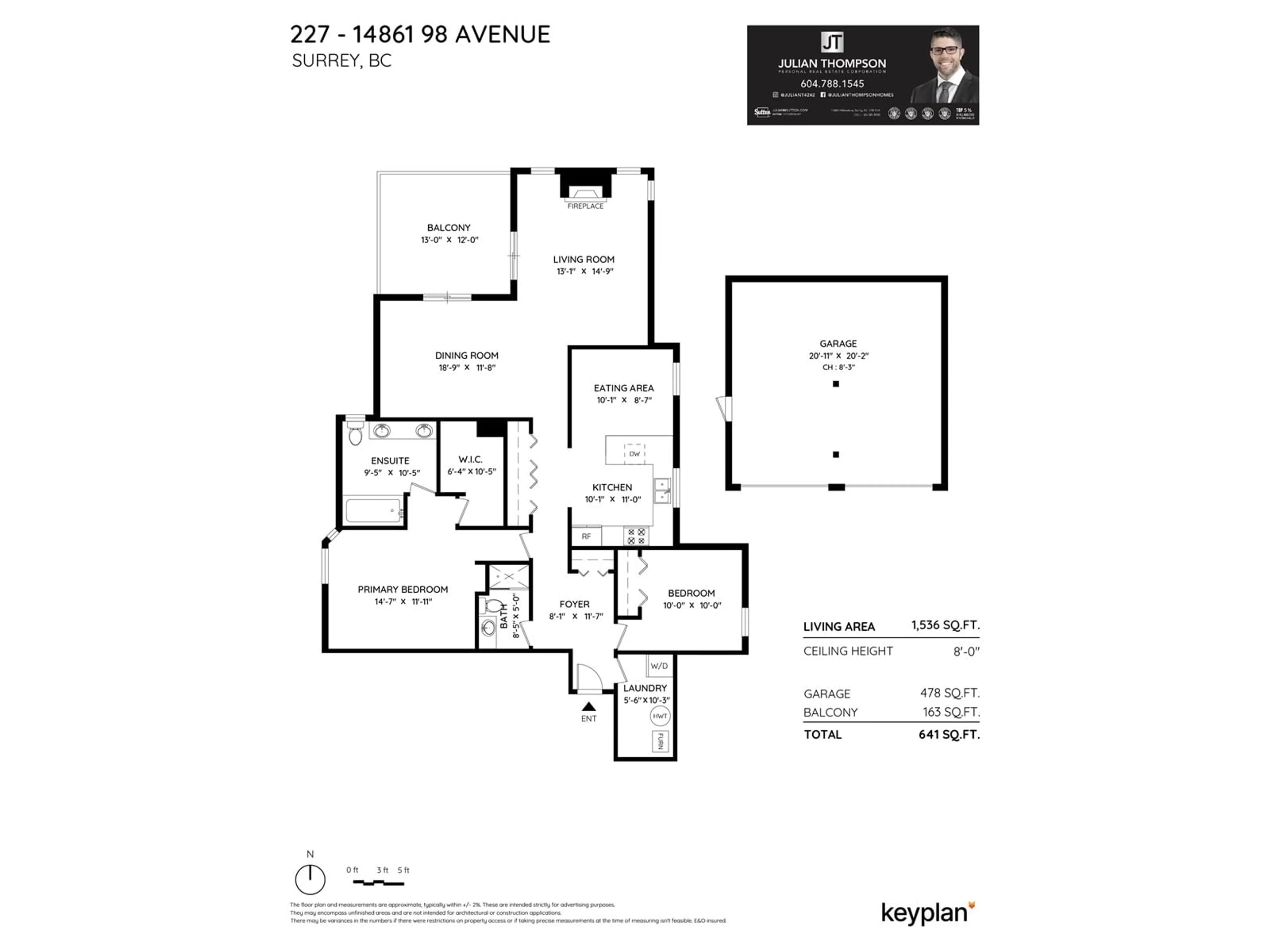 Floor plan for 227 14861 98 AVENUE, Surrey British Columbia V3R0A2