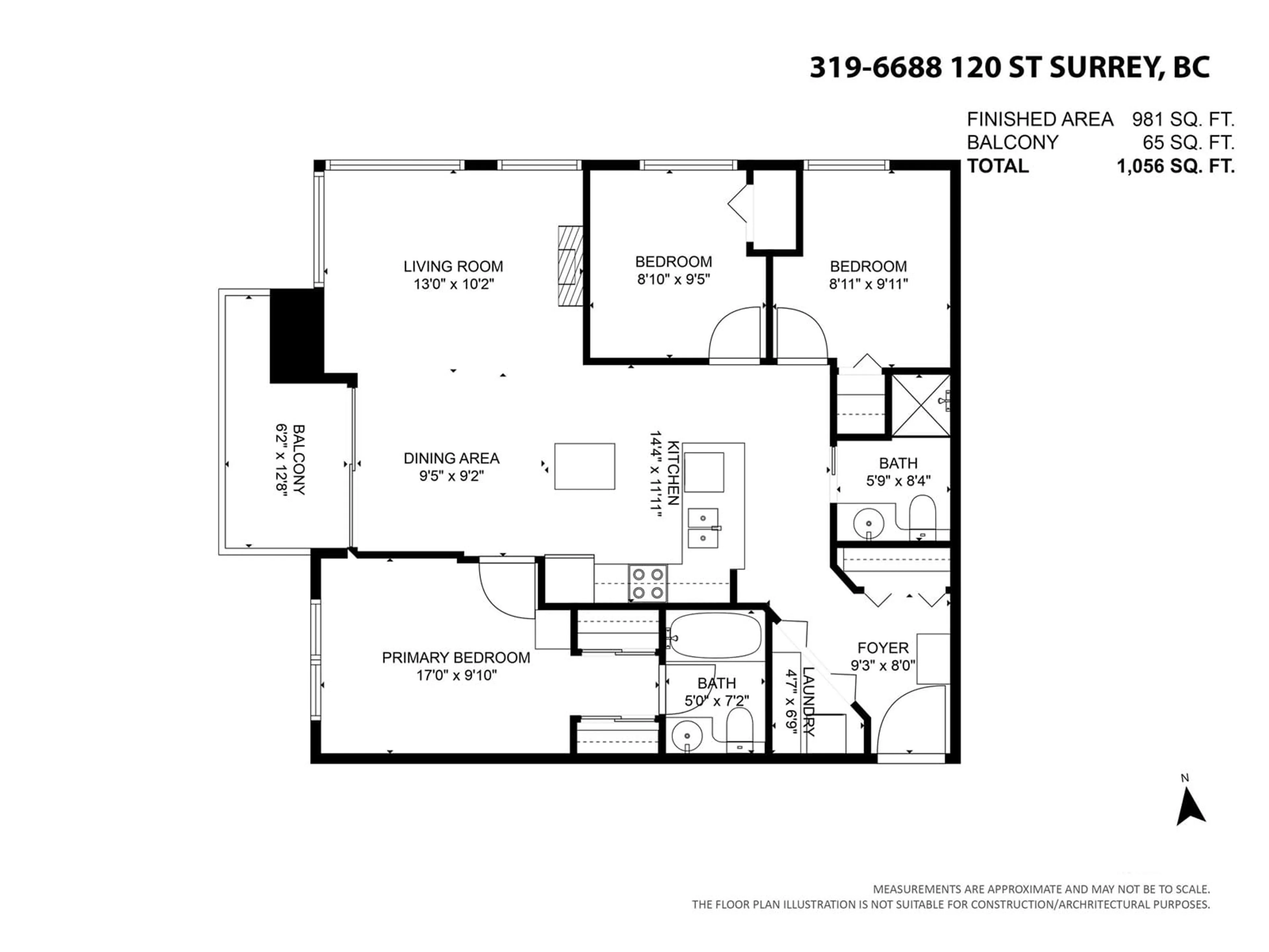 Floor plan for 319 6688 120 STREET, Surrey British Columbia V3W1T8