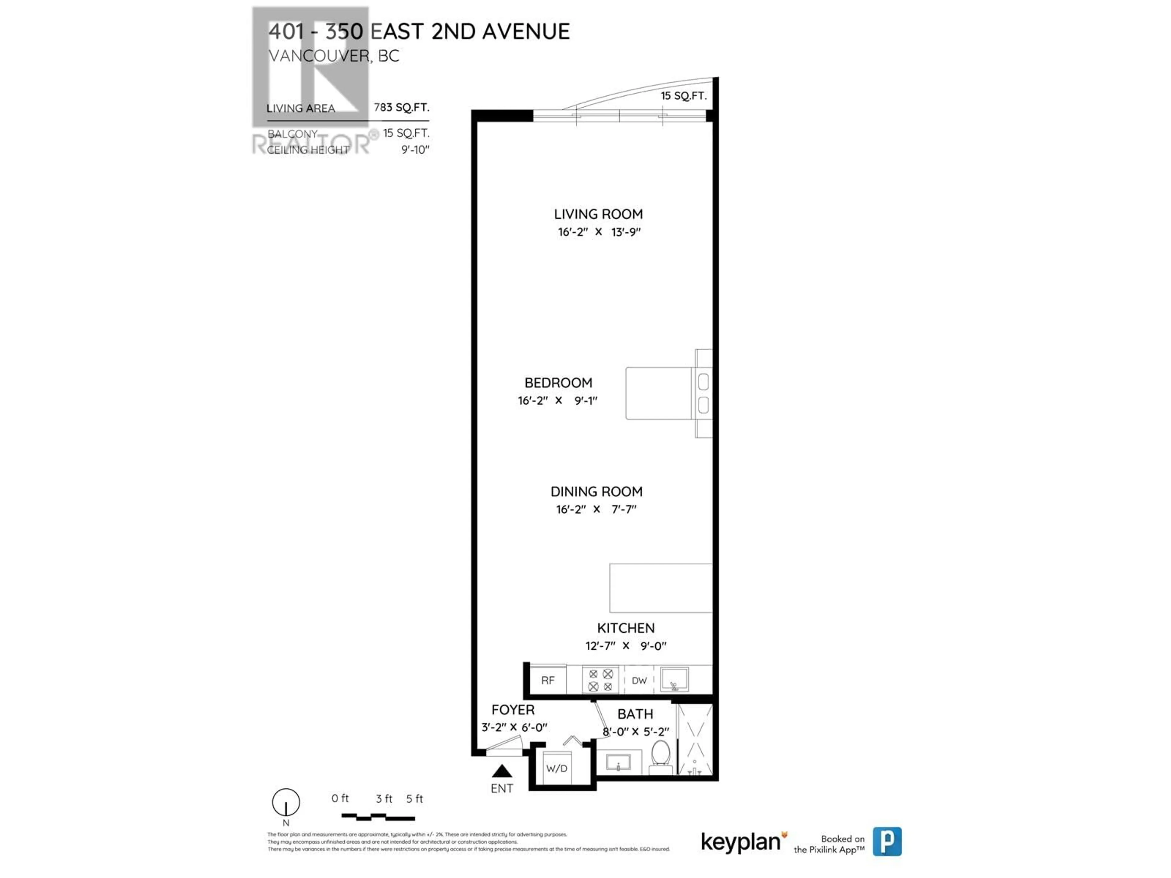 Floor plan for 401 350 E 2ND AVENUE, Vancouver British Columbia V5T4R8