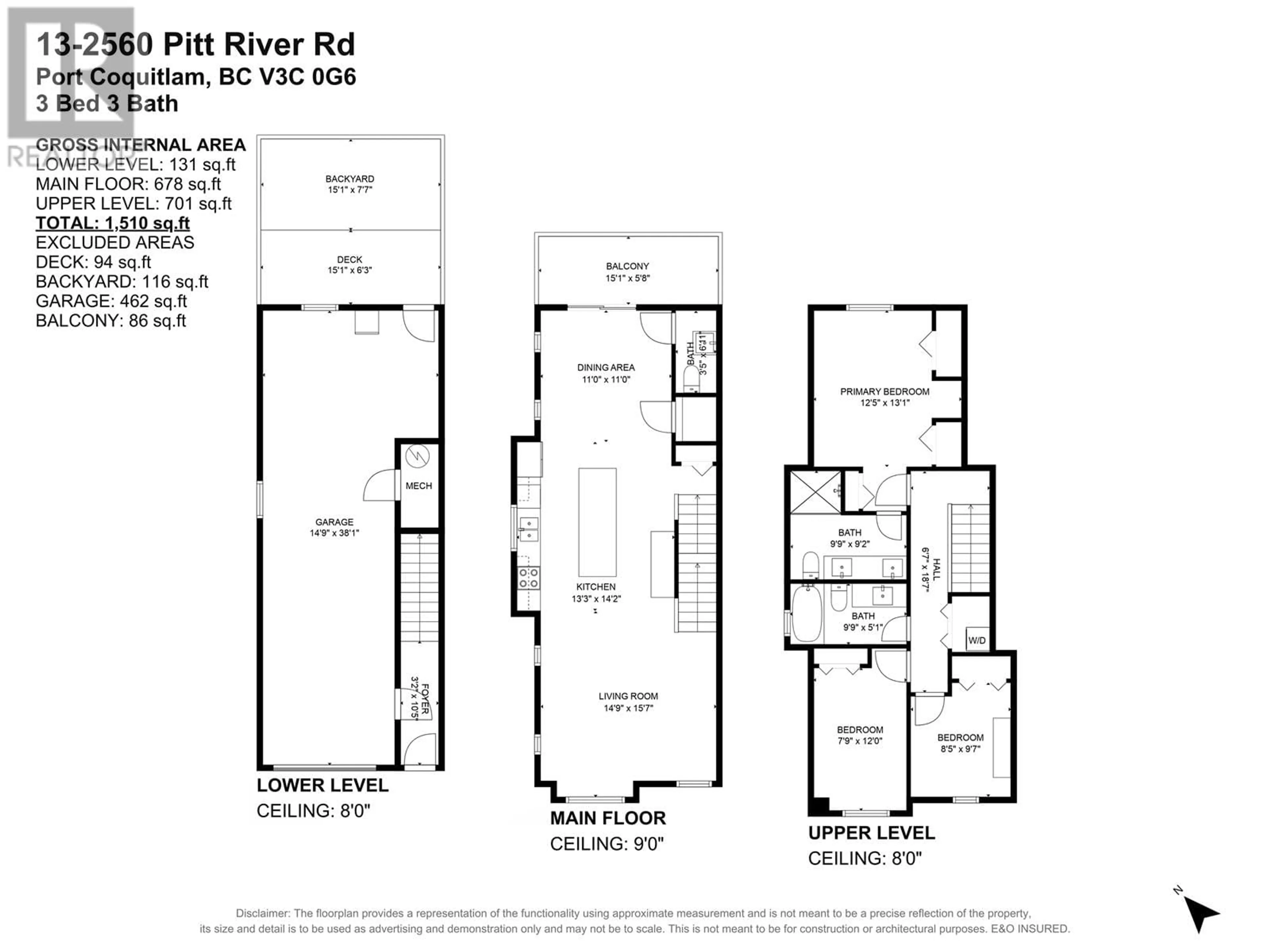 Floor plan for 13 2560 PITT RIVER ROAD, Port Coquitlam British Columbia V3C0G6