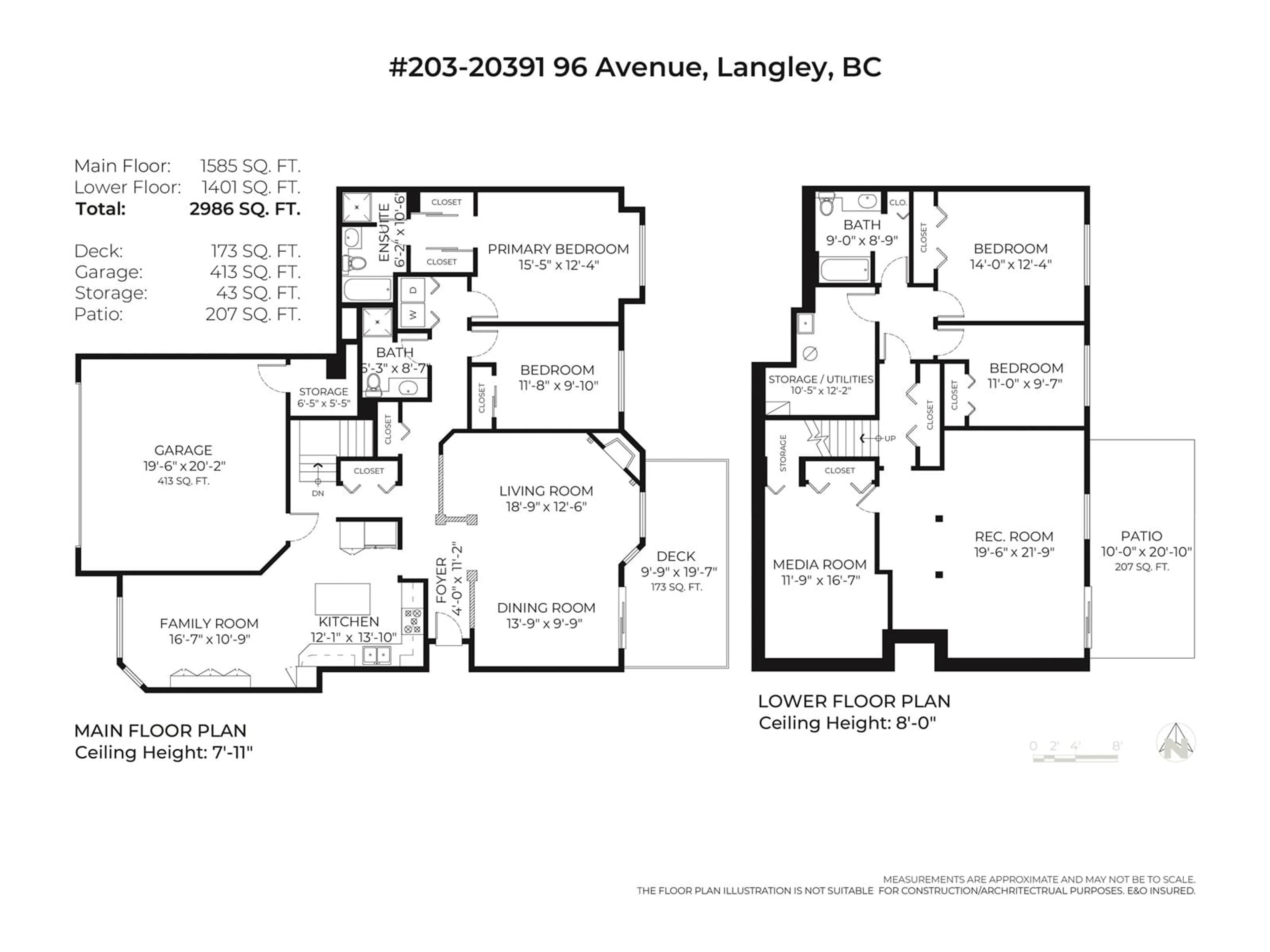 Floor plan for 203 20391 96 AVENUE, Langley British Columbia V1M2L2