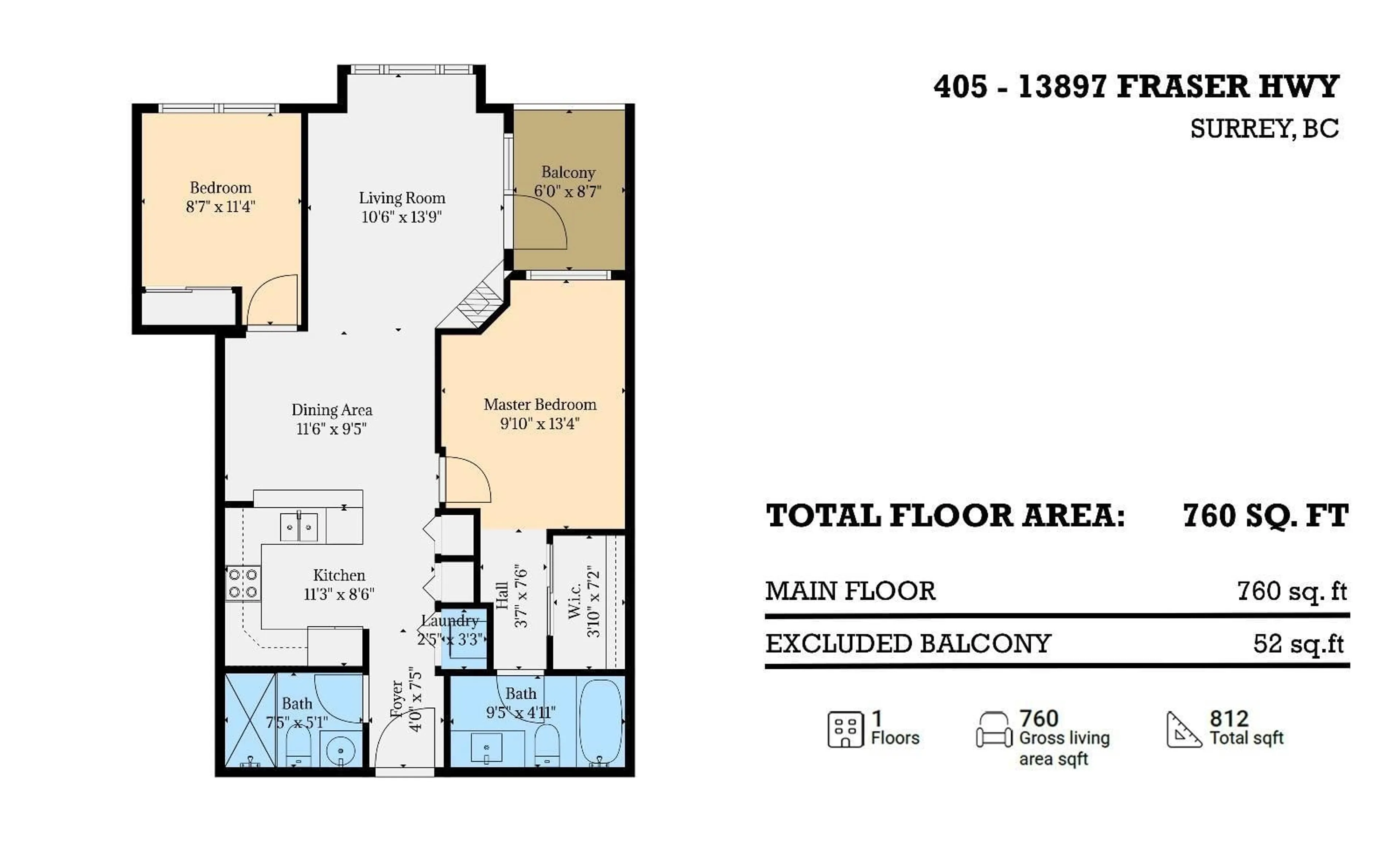 Floor plan for 405 13897 FRASER HIGHWAY, Surrey British Columbia V3T0G8