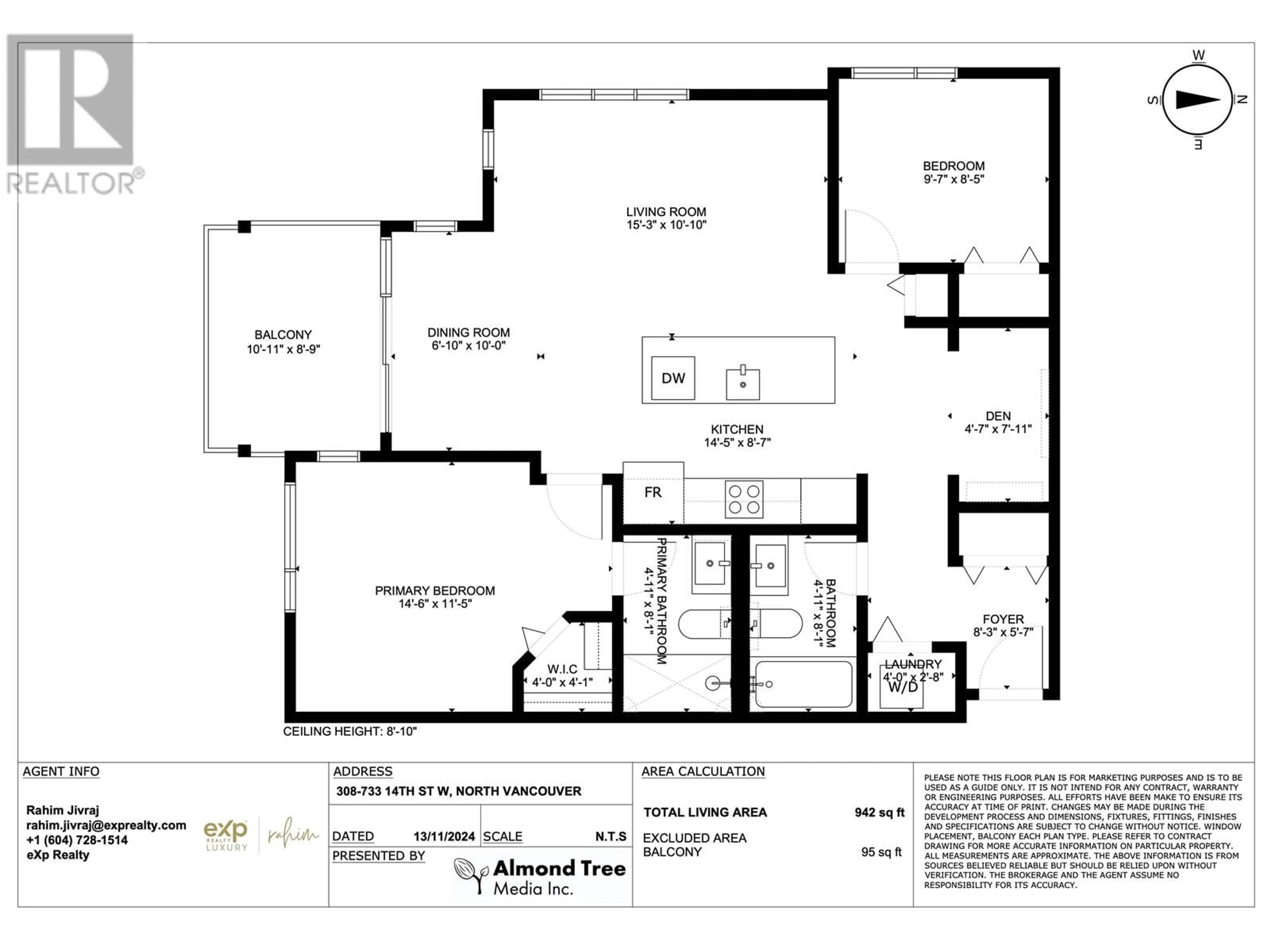 Floor plan for 308 733 W 14TH STREET, North Vancouver British Columbia V7M0C6