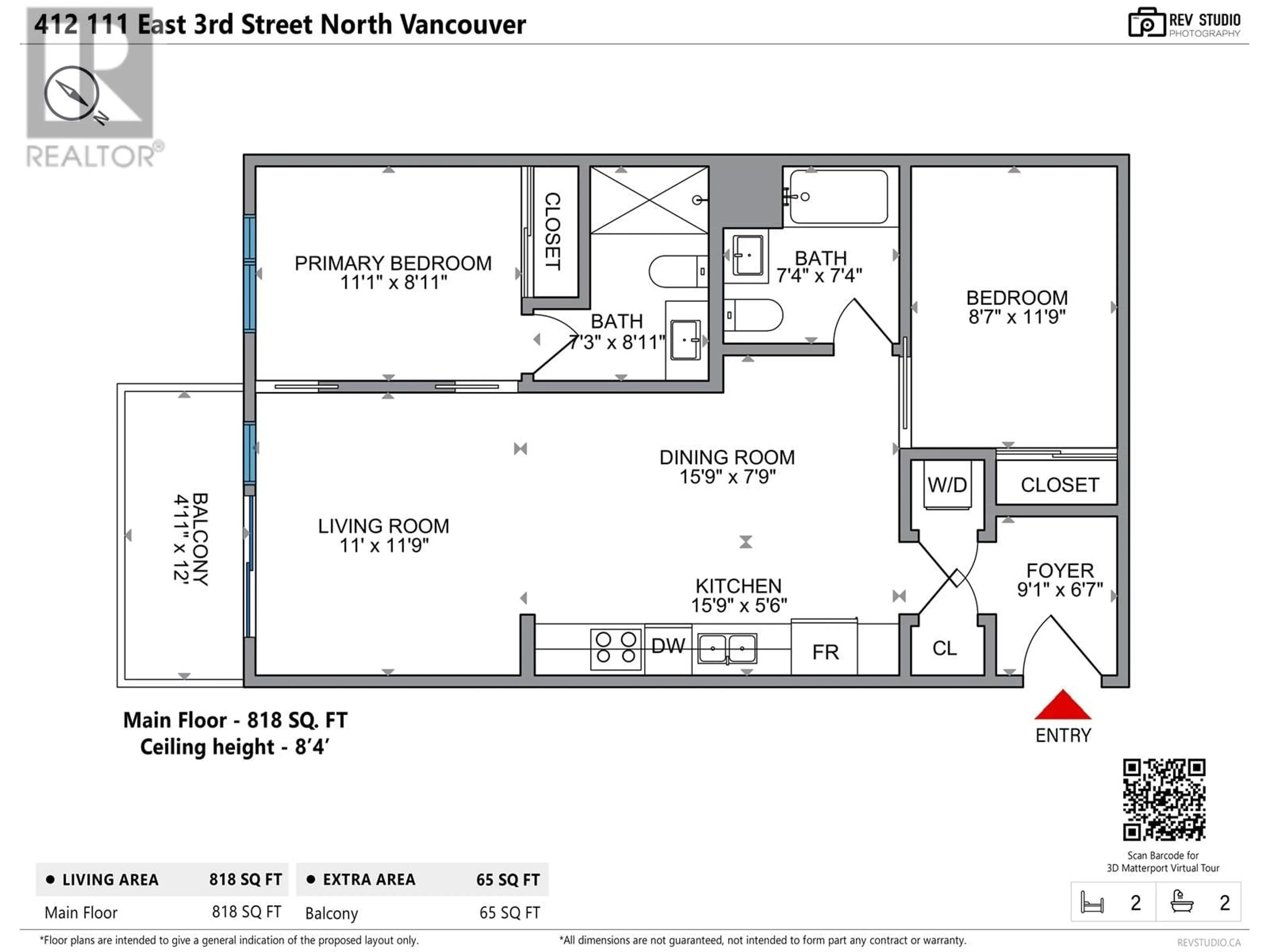 Floor plan for 412 111 E 3RD STREET, North Vancouver British Columbia V7L0C6