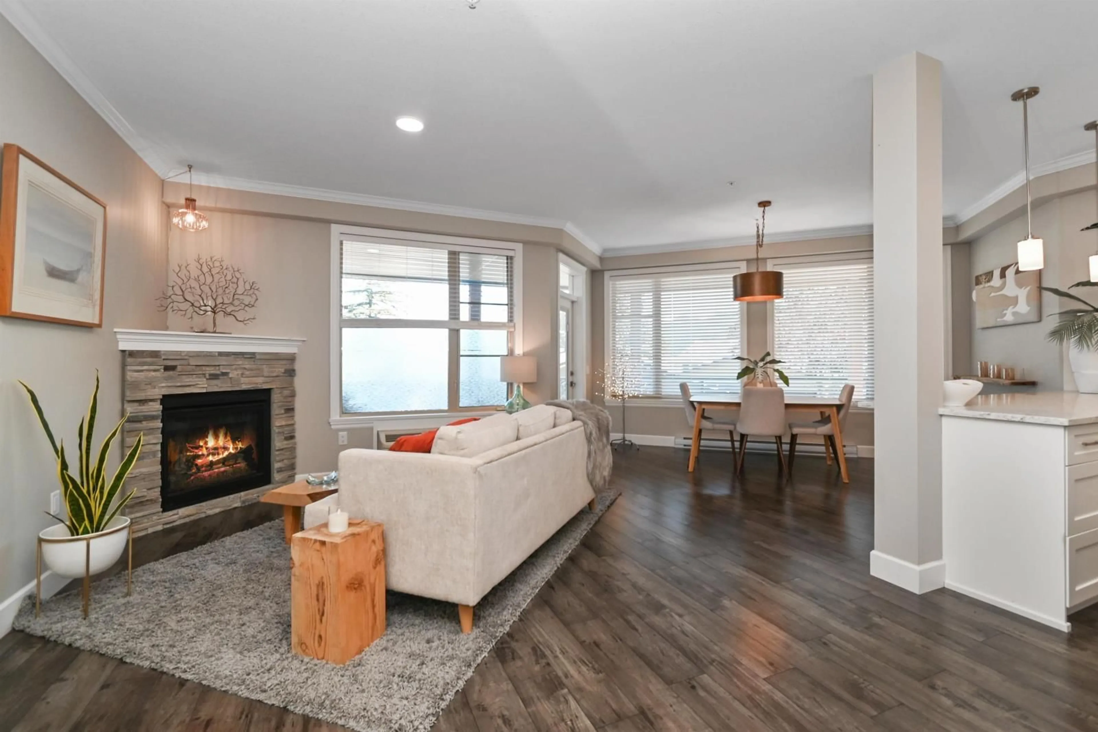 Living room, wood floors for 210 45754 KEITH WILSON ROAD, Chilliwack British Columbia V2R6A9