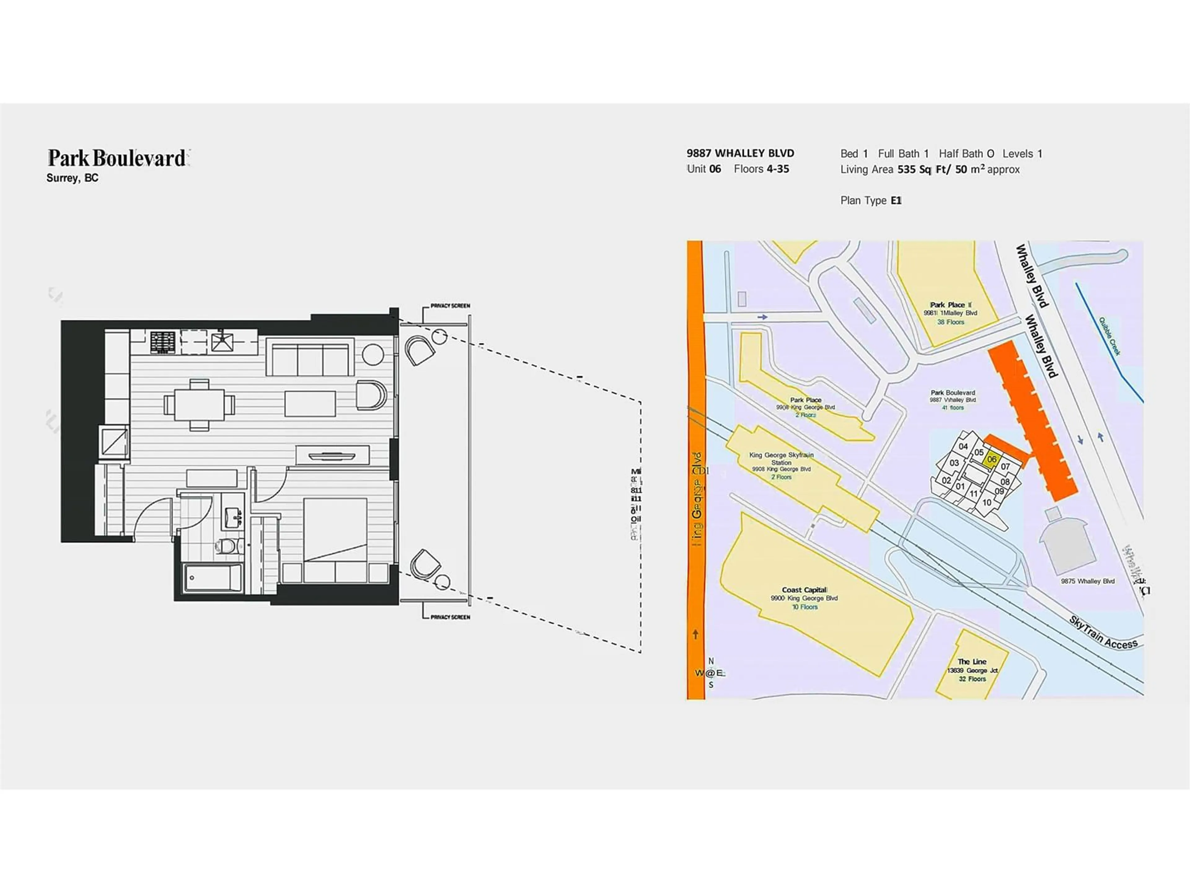 Floor plan for 3506 - 9887 WHALLEY, Surrey British Columbia V3T0P4