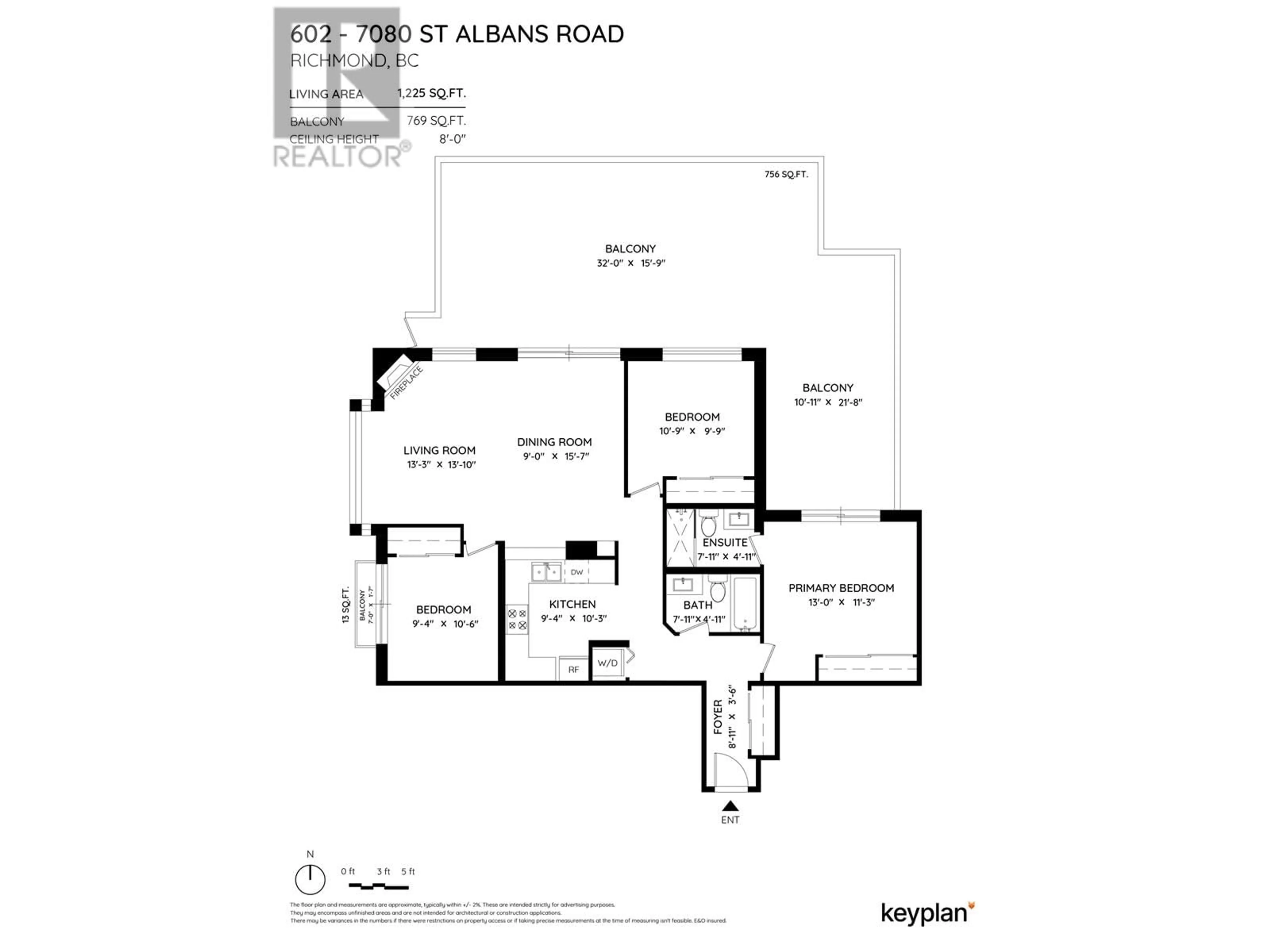 Floor plan for 602 7080 ST. ALBANS ROAD, Richmond British Columbia V6Y4E6