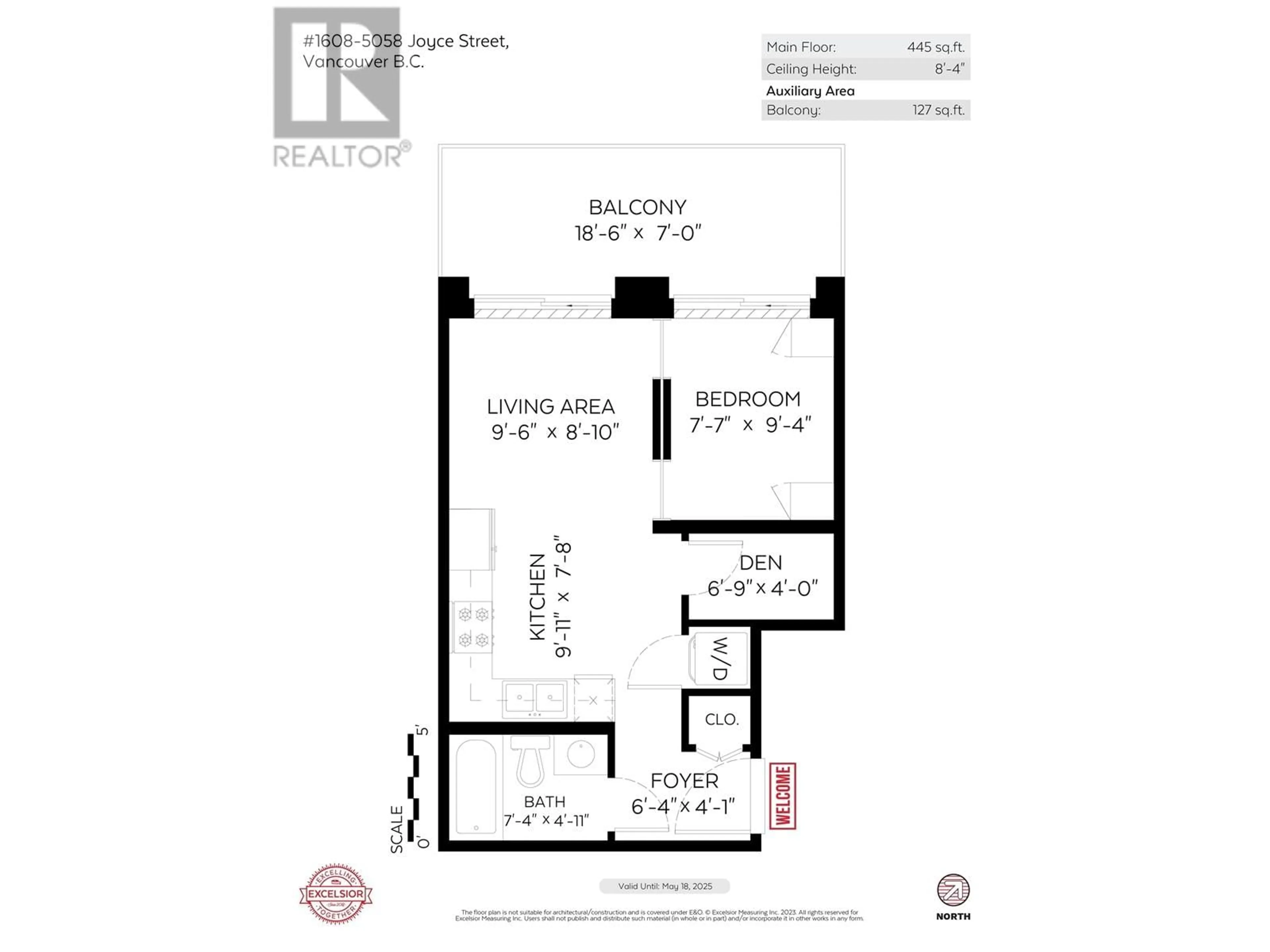 Floor plan for 1608 5058 JOYCE STREET, Vancouver British Columbia V5R0J9