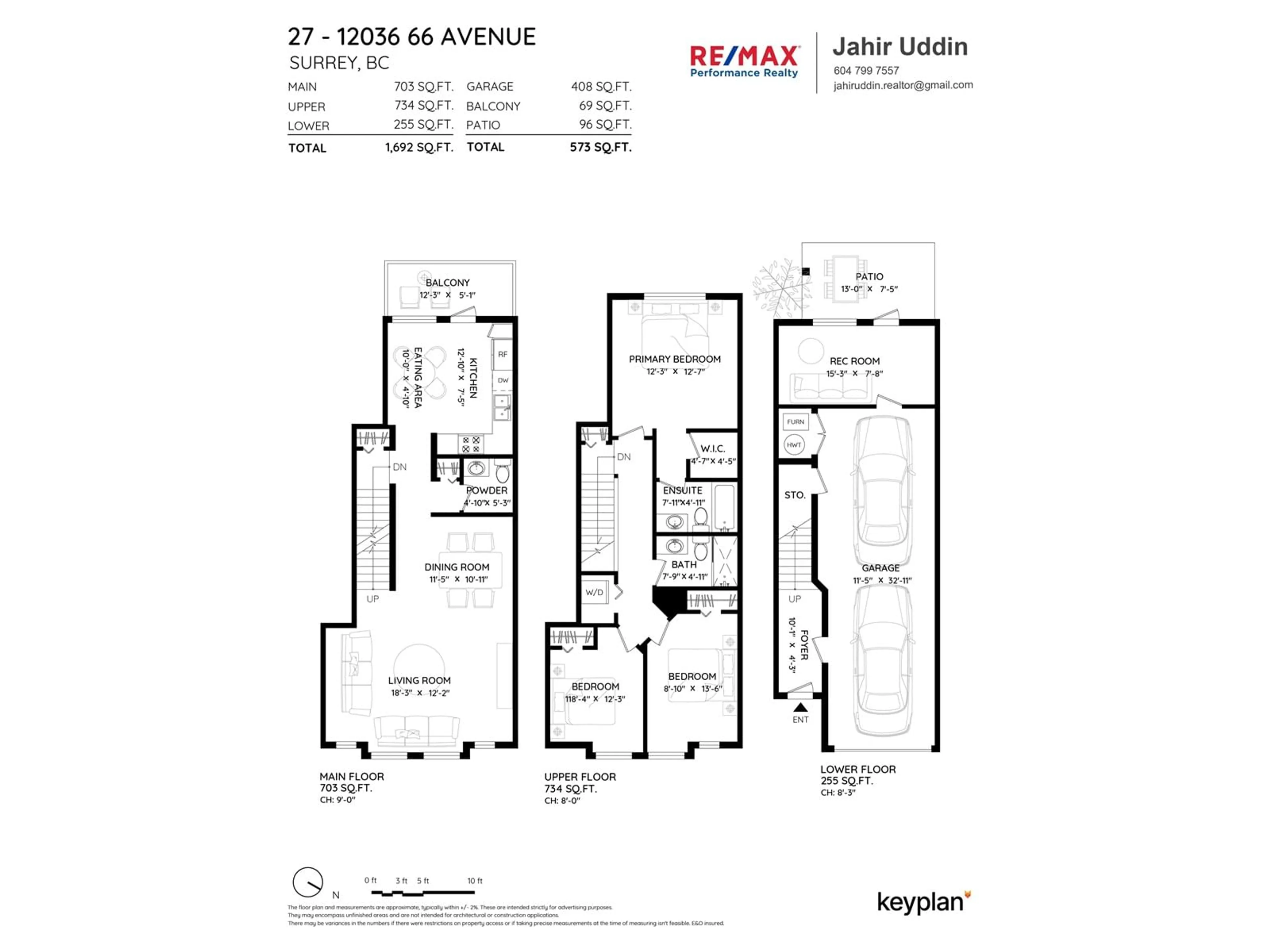 Floor plan for 27 12036 66 AVENUE, Surrey British Columbia V3W3M2