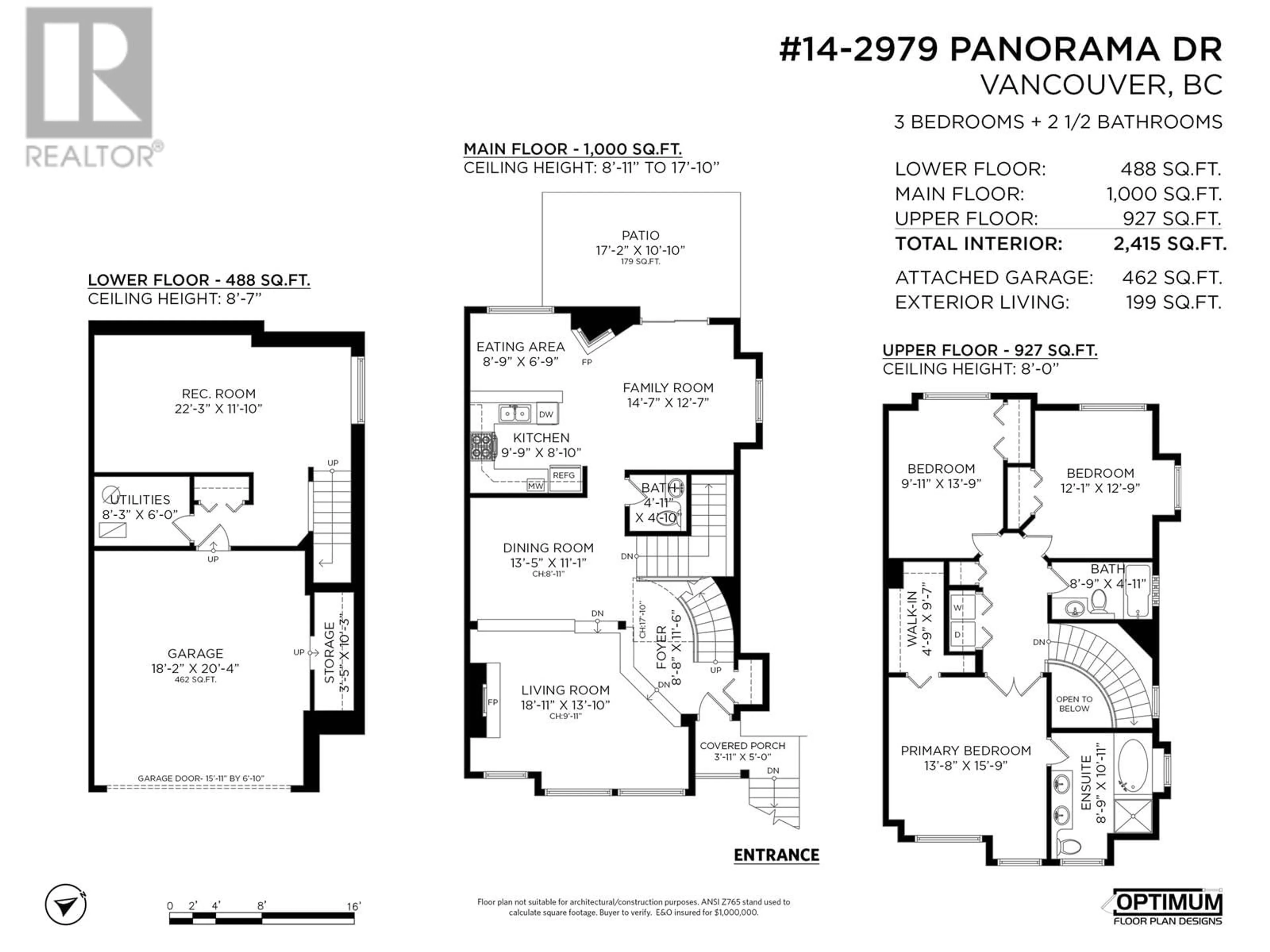 Floor plan for 14 2979 PANORAMA DRIVE, Coquitlam British Columbia V3E2W8