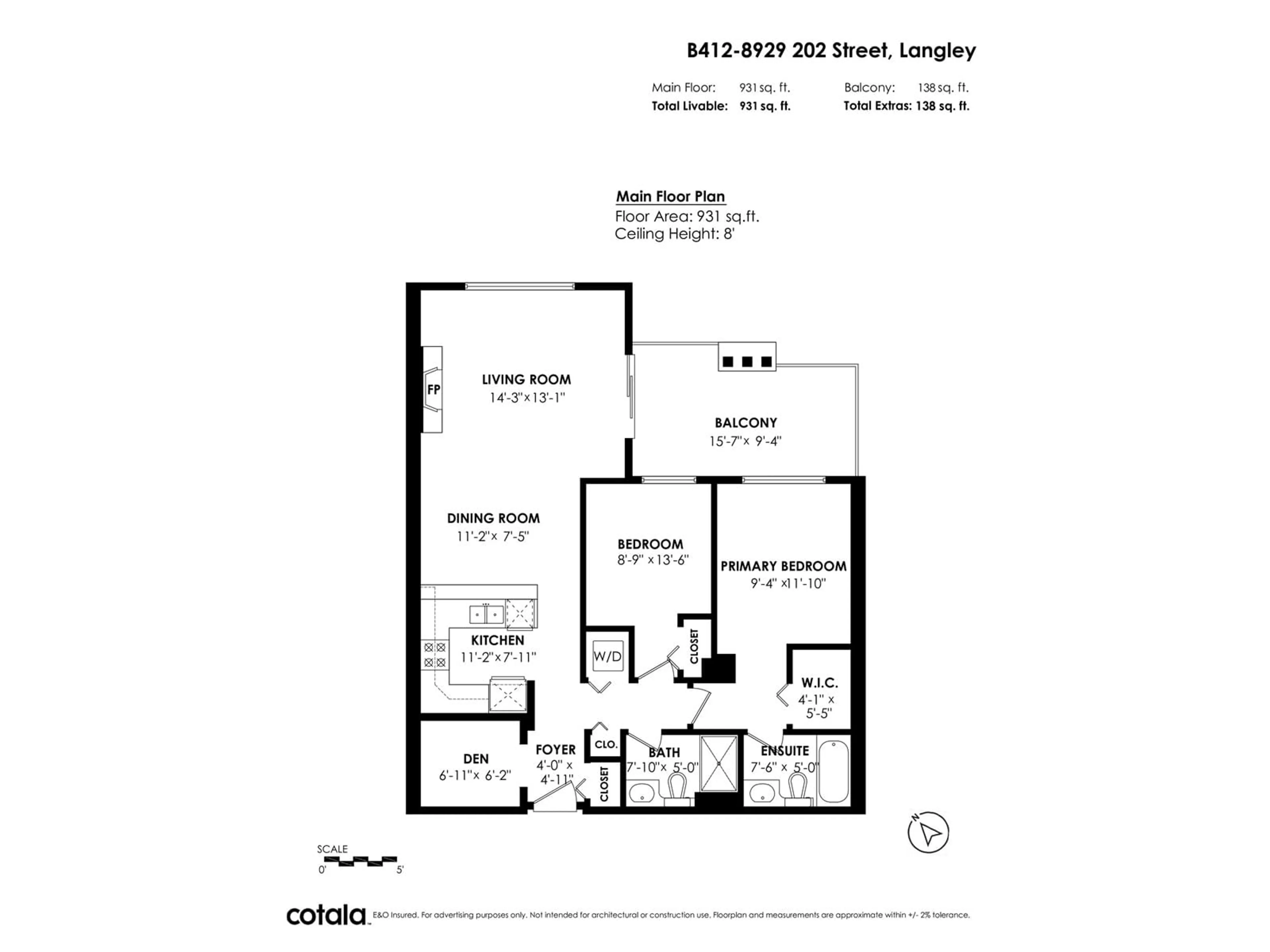 Floor plan for B412 8929 202 STREET, Langley British Columbia V1M0B4