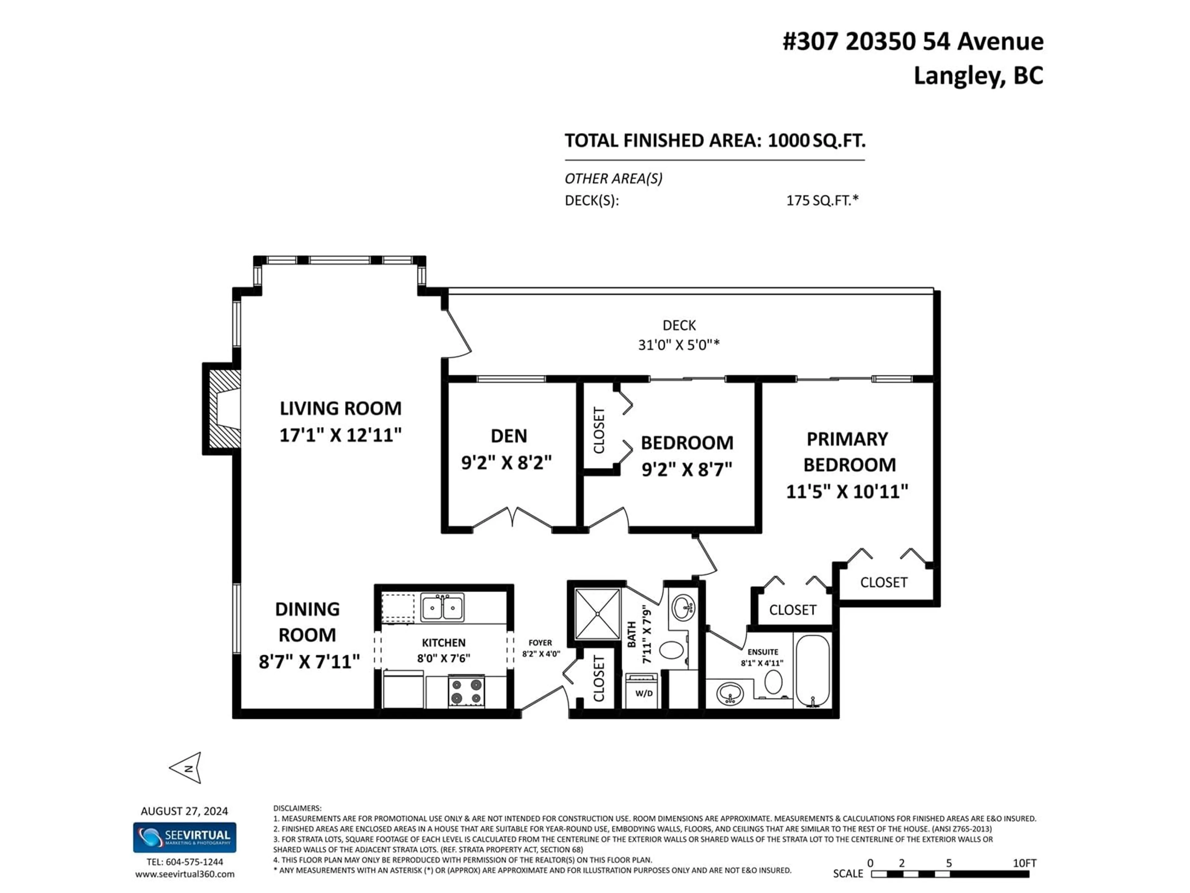 Floor plan for 307 20350 54 AVENUE, Langley British Columbia V3A8J4