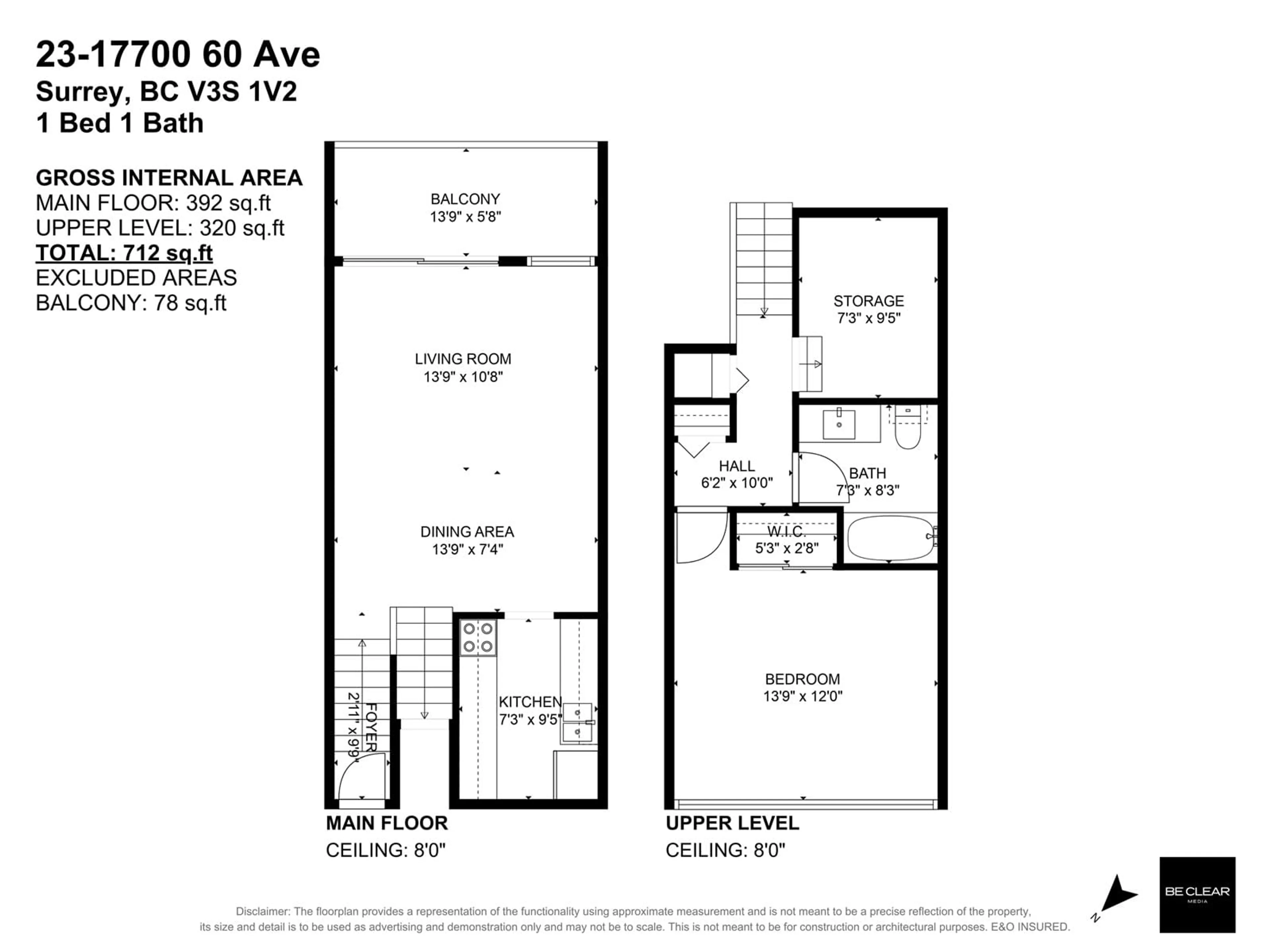 Floor plan for 23 17700 60 AVENUE, Surrey British Columbia V3S1V2