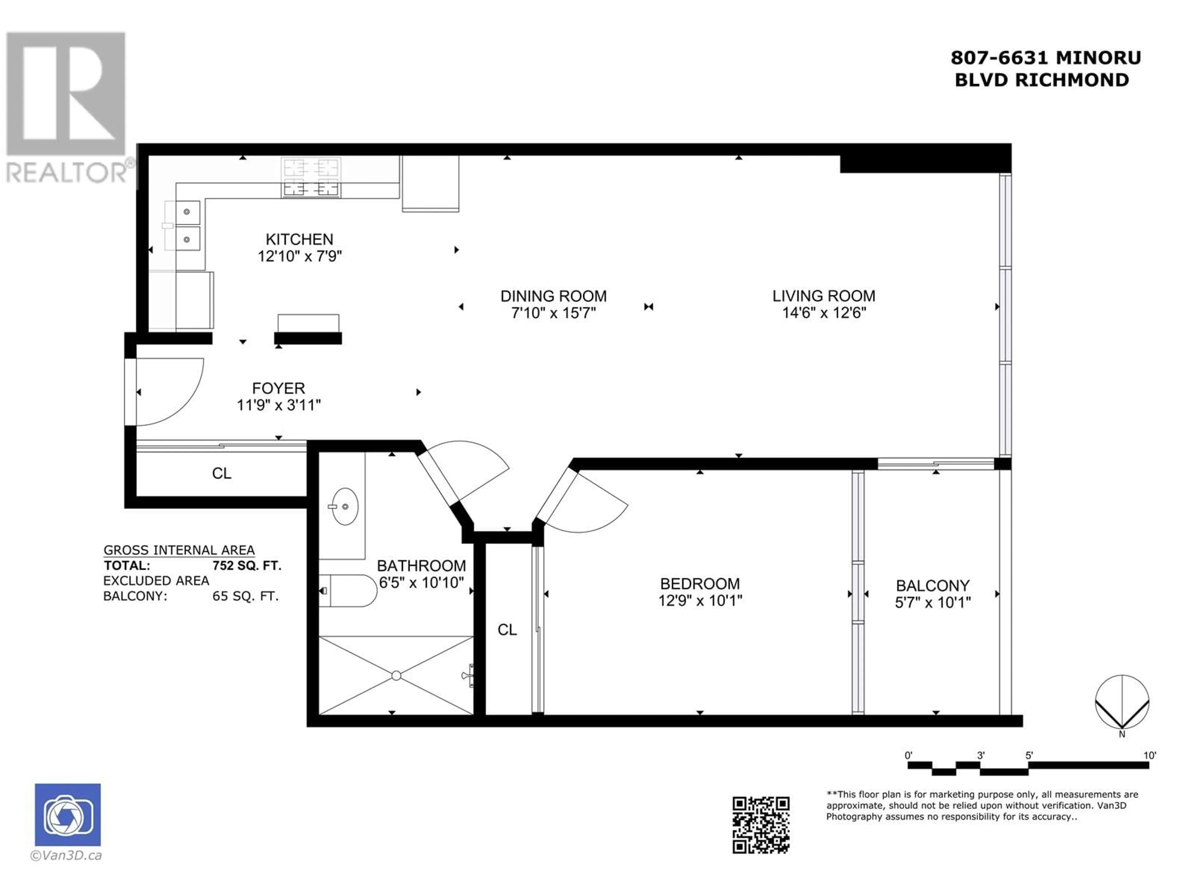 Floor plan for 807 6631 MINORU BOULEVARD, Richmond British Columbia V6Y1Z1