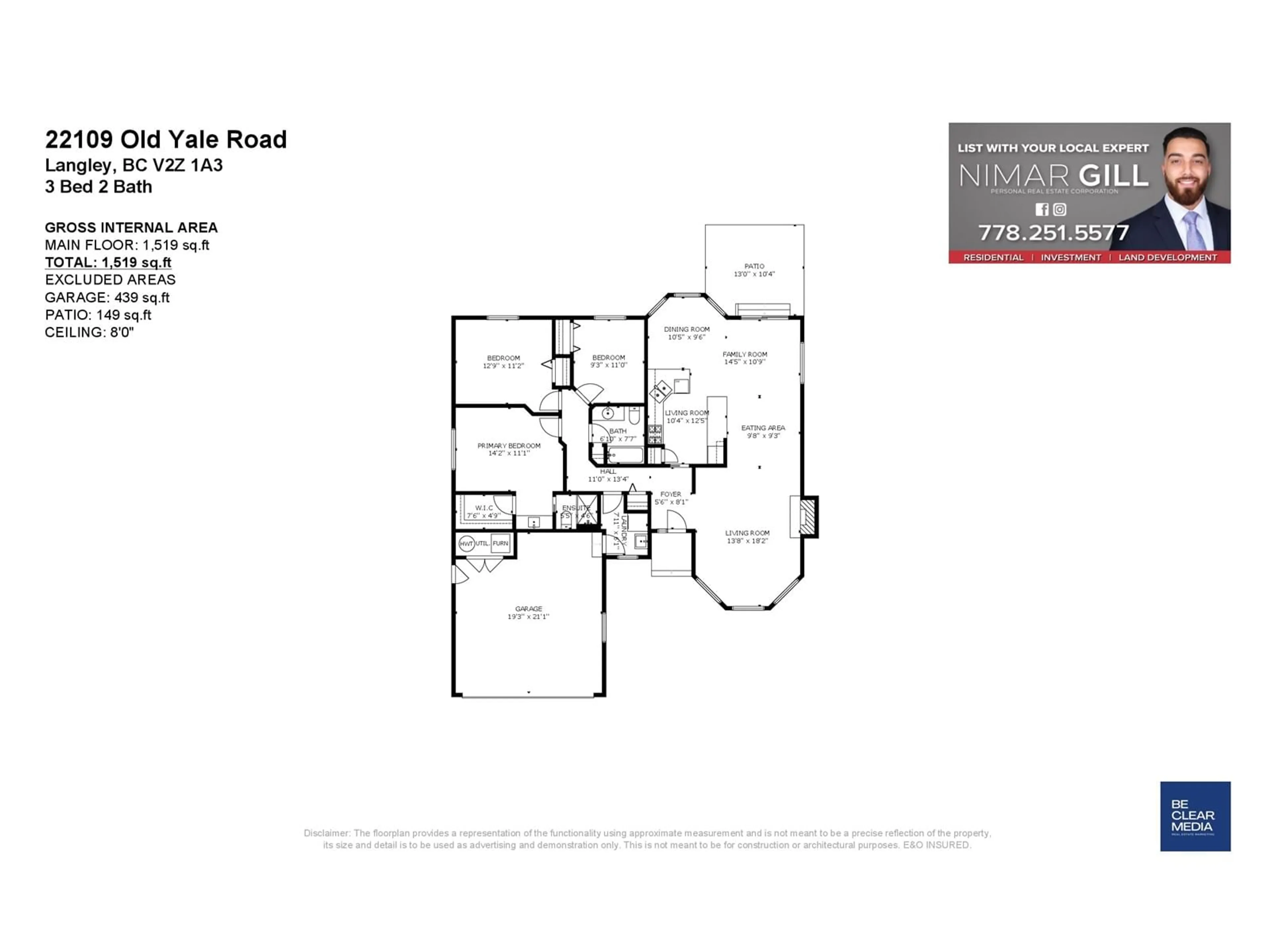 Floor plan for 22109 OLD YALE ROAD, Langley British Columbia V2Z1A3