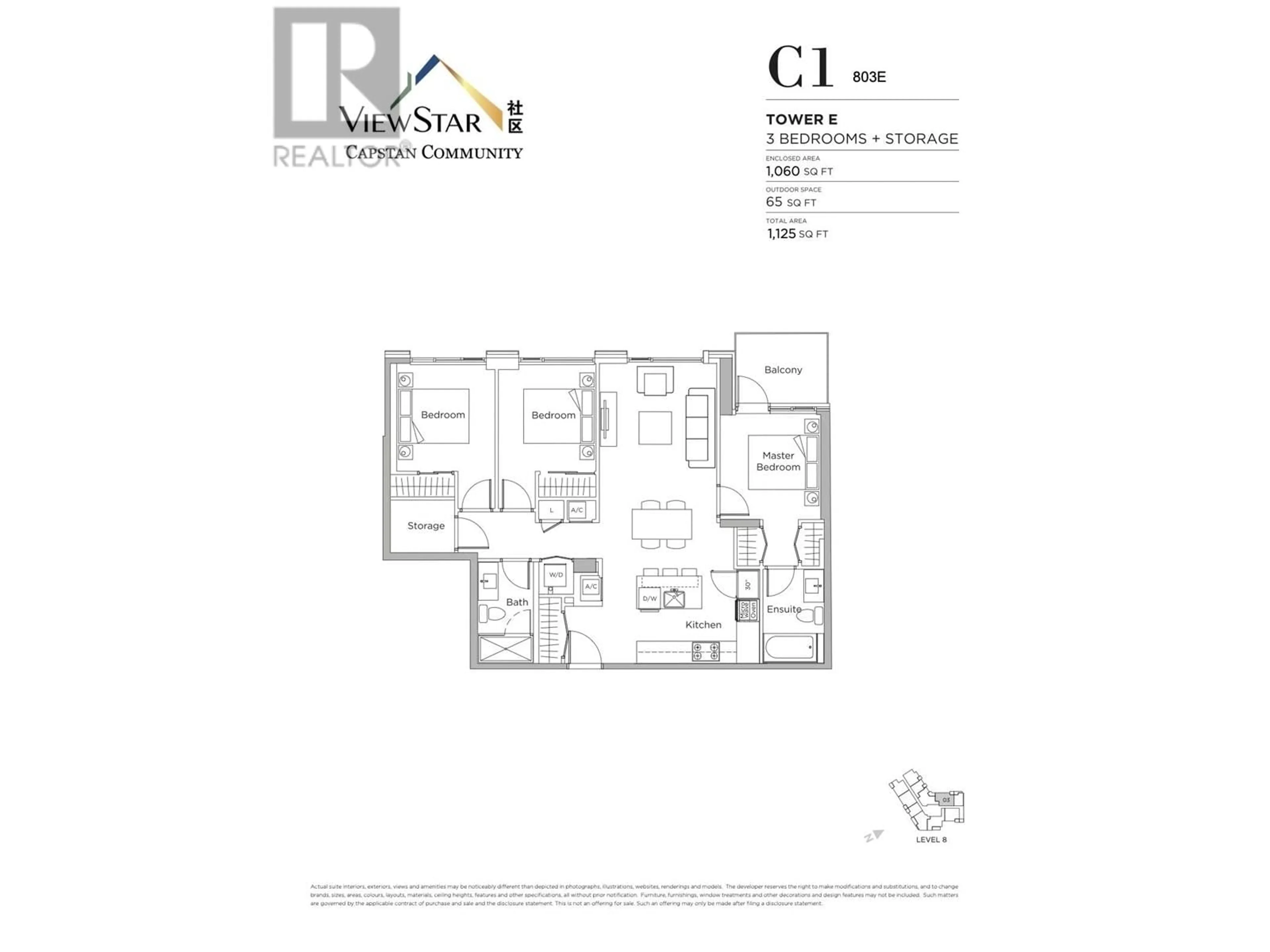 Floor plan for 803 3280 CORVETTE WAY, Richmond British Columbia V6X0T9