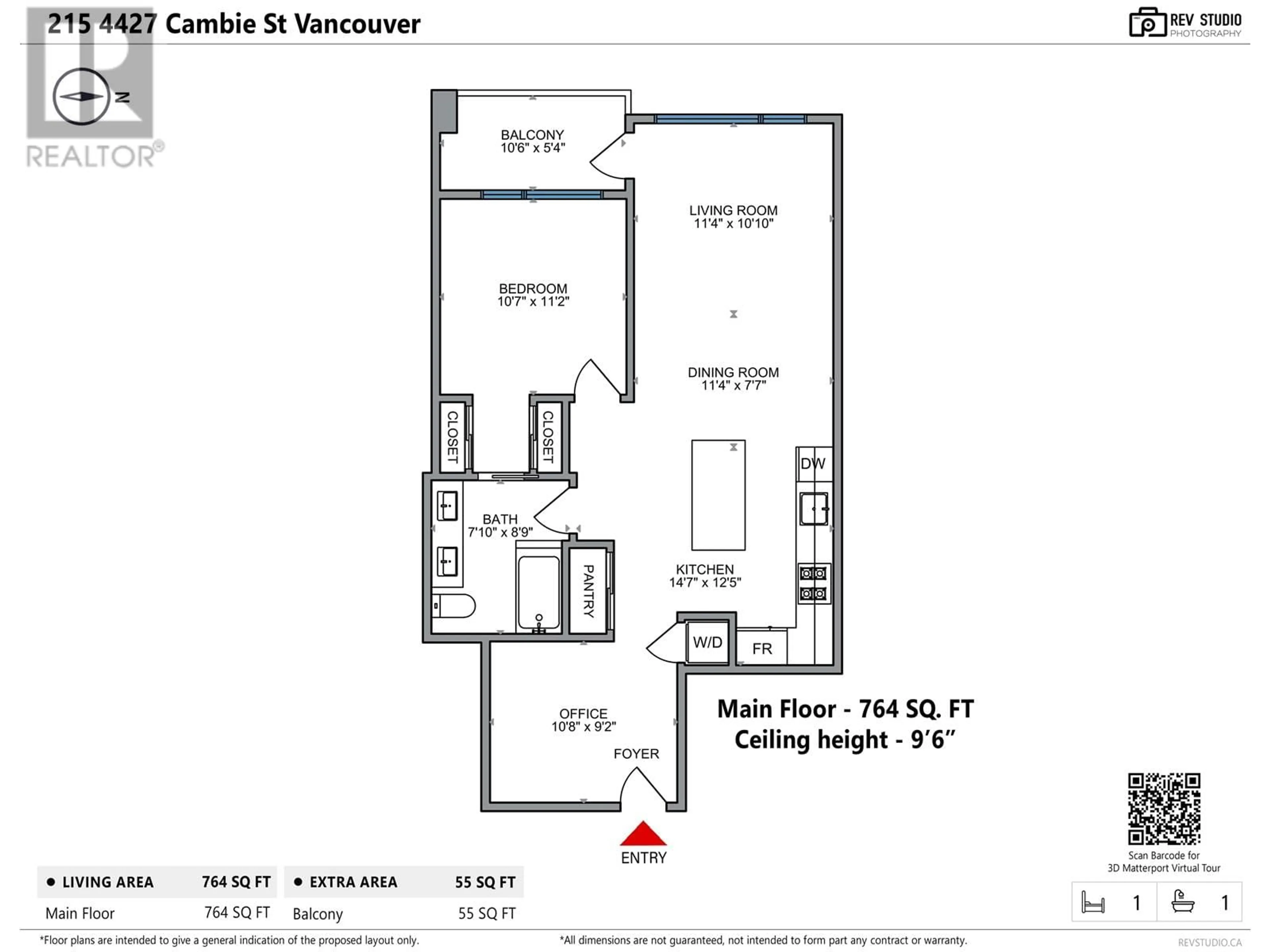 Floor plan for 215 4427 CAMBIE STREET, Vancouver British Columbia V5Z2Y8