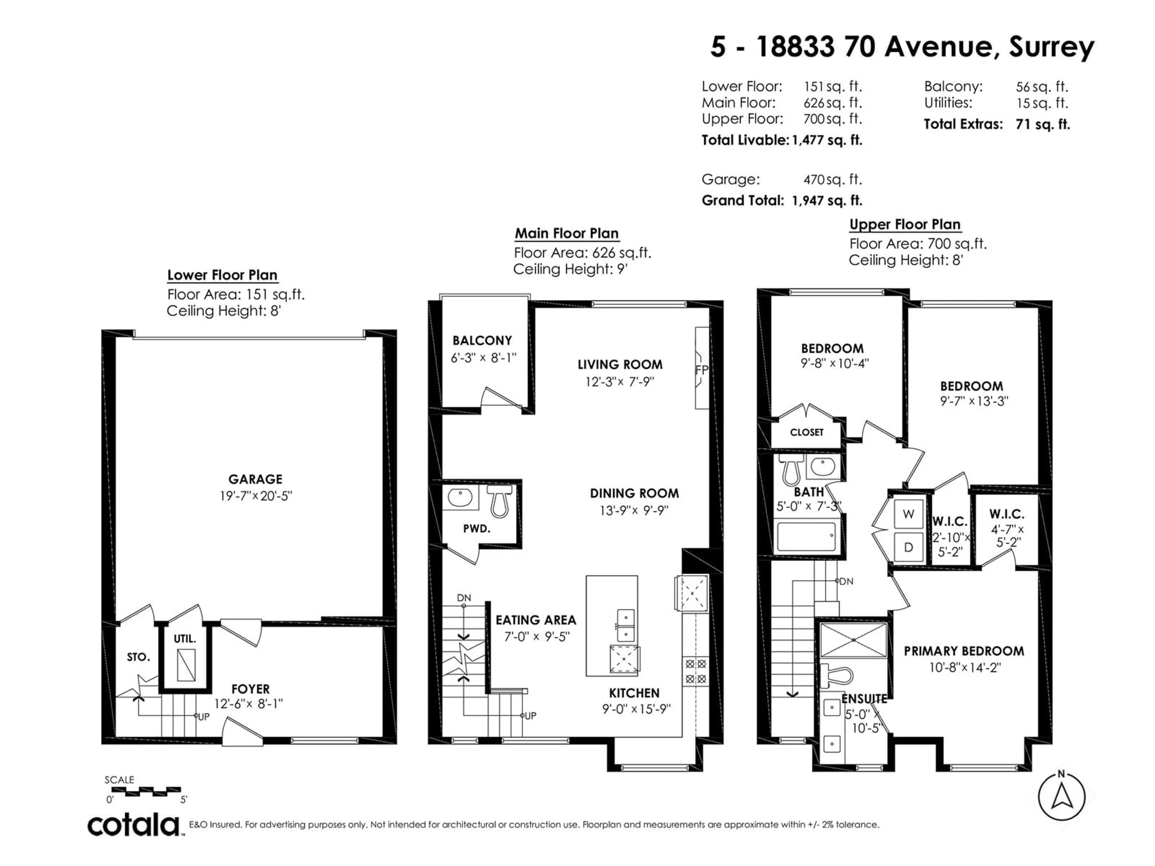 Floor plan for 5 18833 70 AVENUE, Surrey British Columbia V4N5K3