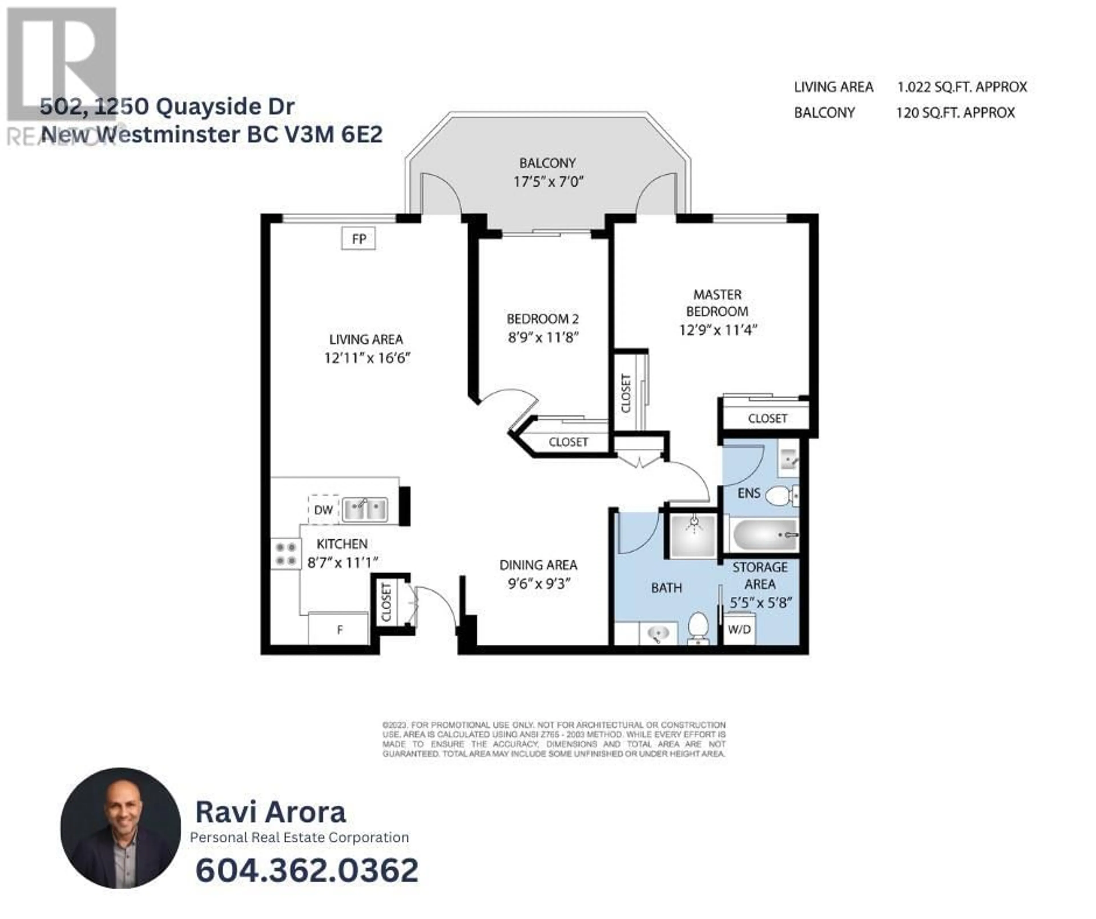 Floor plan for 502 1250 QUAYSIDE DRIVE, New Westminster British Columbia V3M6E2