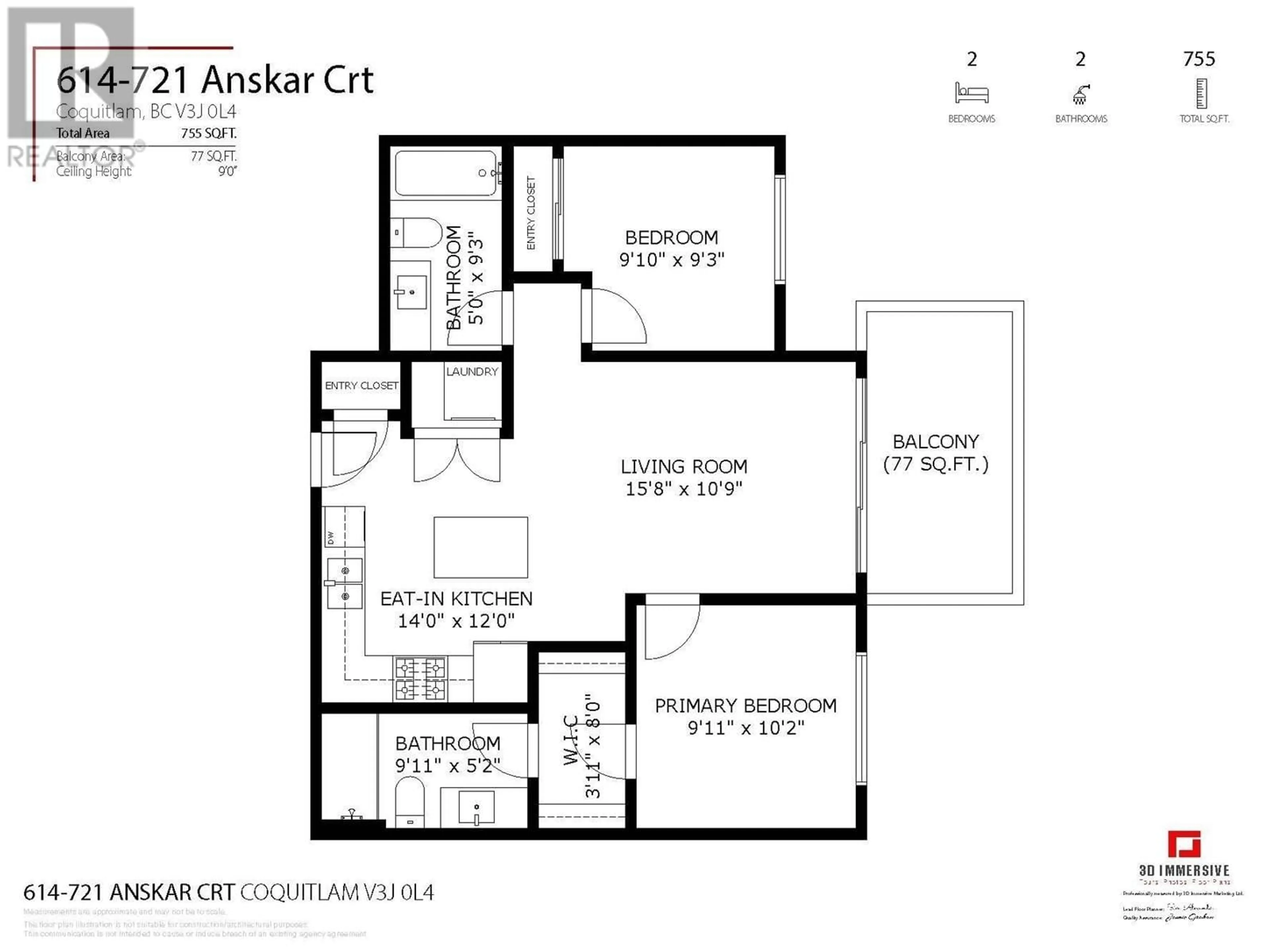 Floor plan for 614 721 ANSKAR COURT, Coquitlam British Columbia V3J0L4