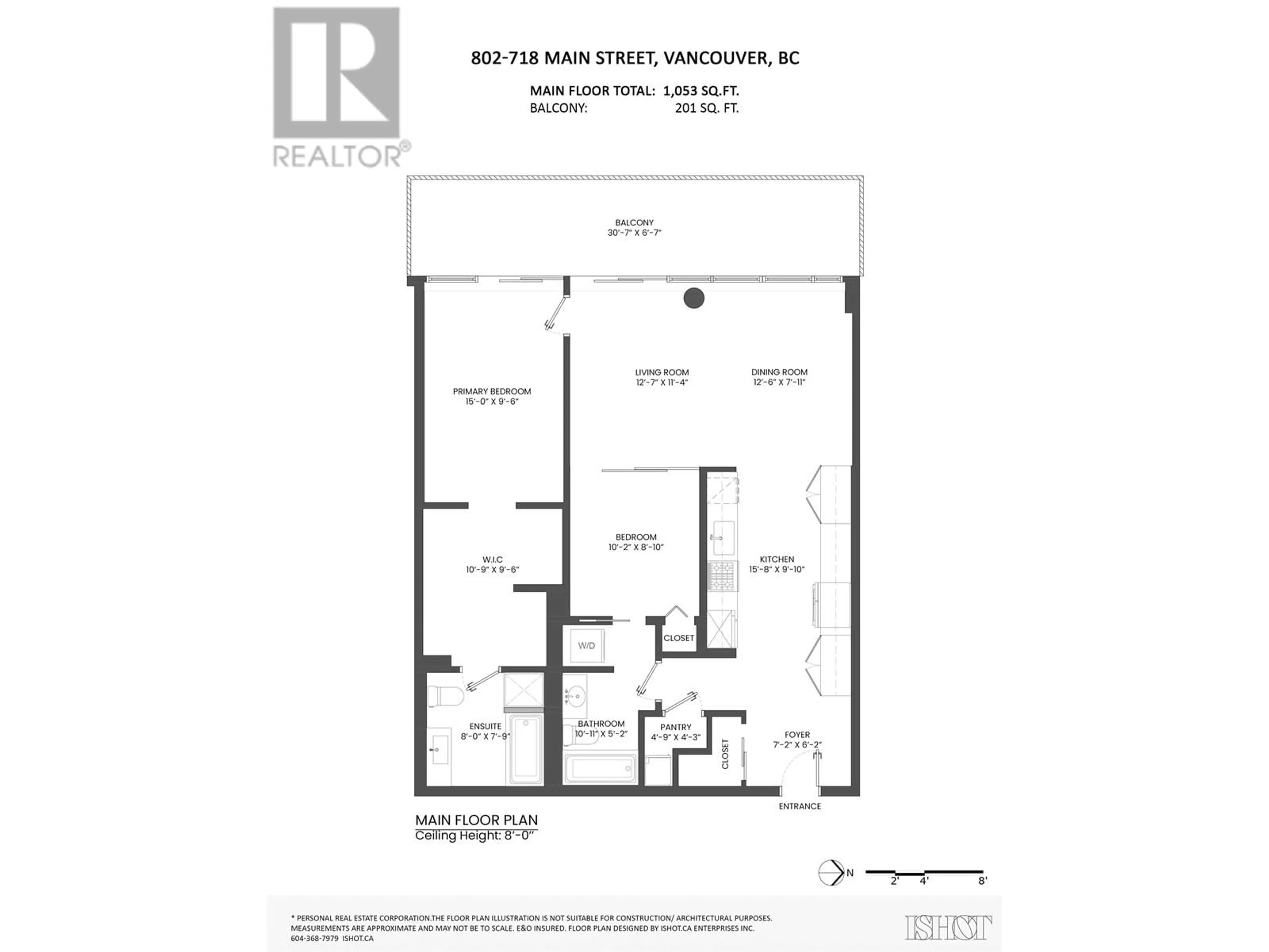 Floor plan for 802 718 MAIN STREET, Vancouver British Columbia V6A0B1