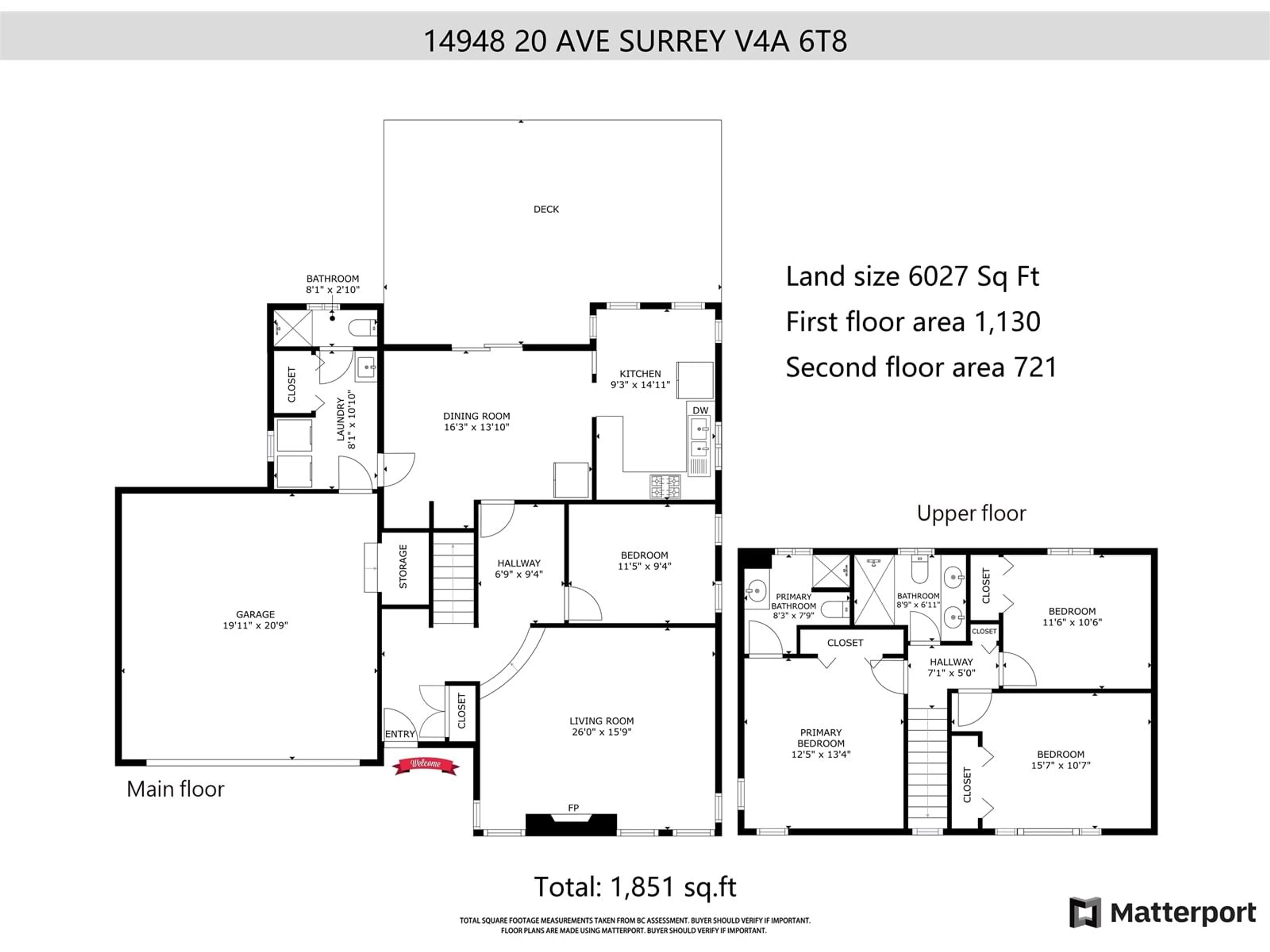 Floor plan for 14948 20 AVENUE, Surrey British Columbia V4A6T8