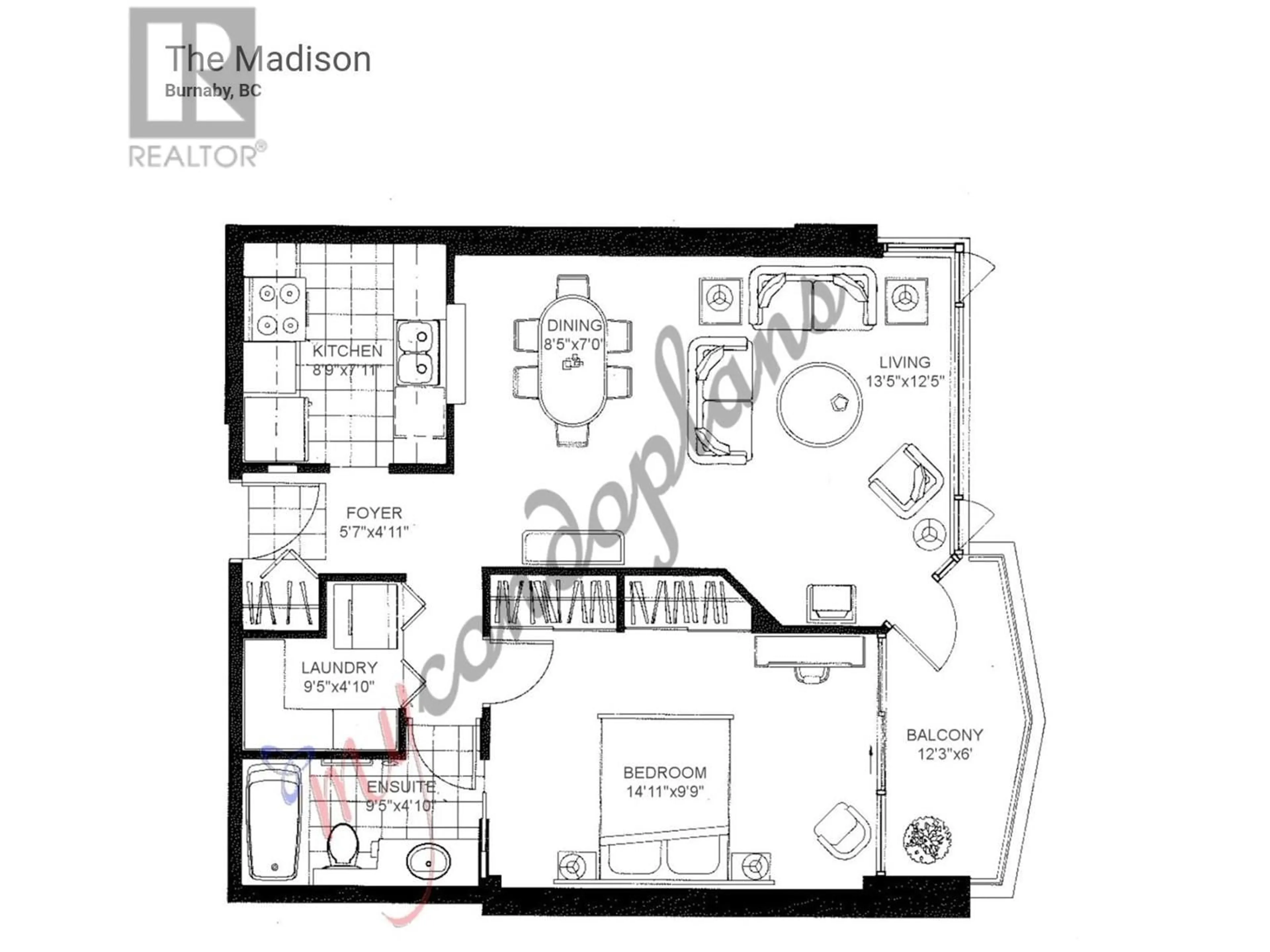 Floor plan for 1802 4689 HAZEL STREET, Burnaby British Columbia V5H4R6