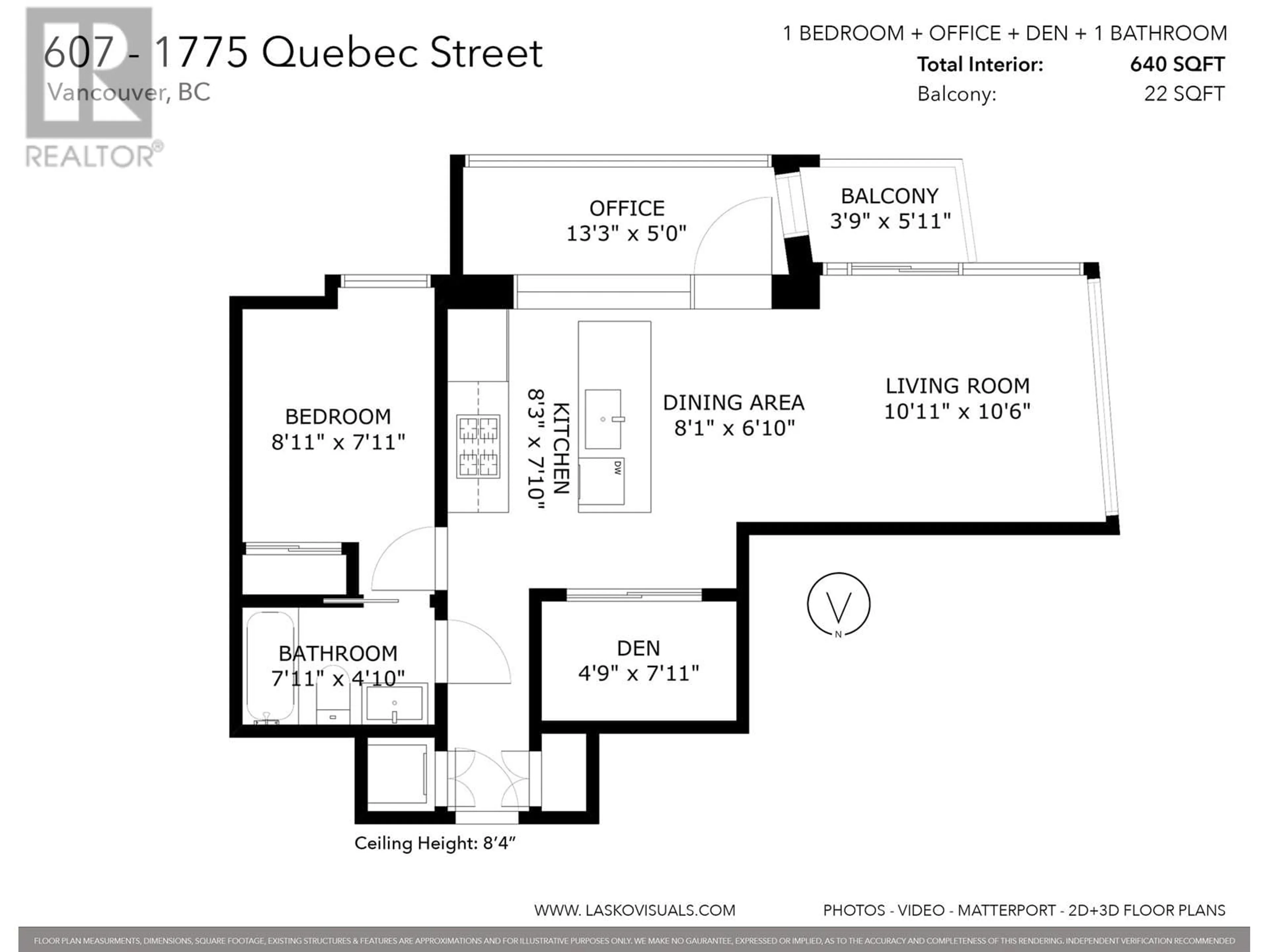 Floor plan for 607 1775 QUEBEC STREET, Vancouver British Columbia V5T0E3