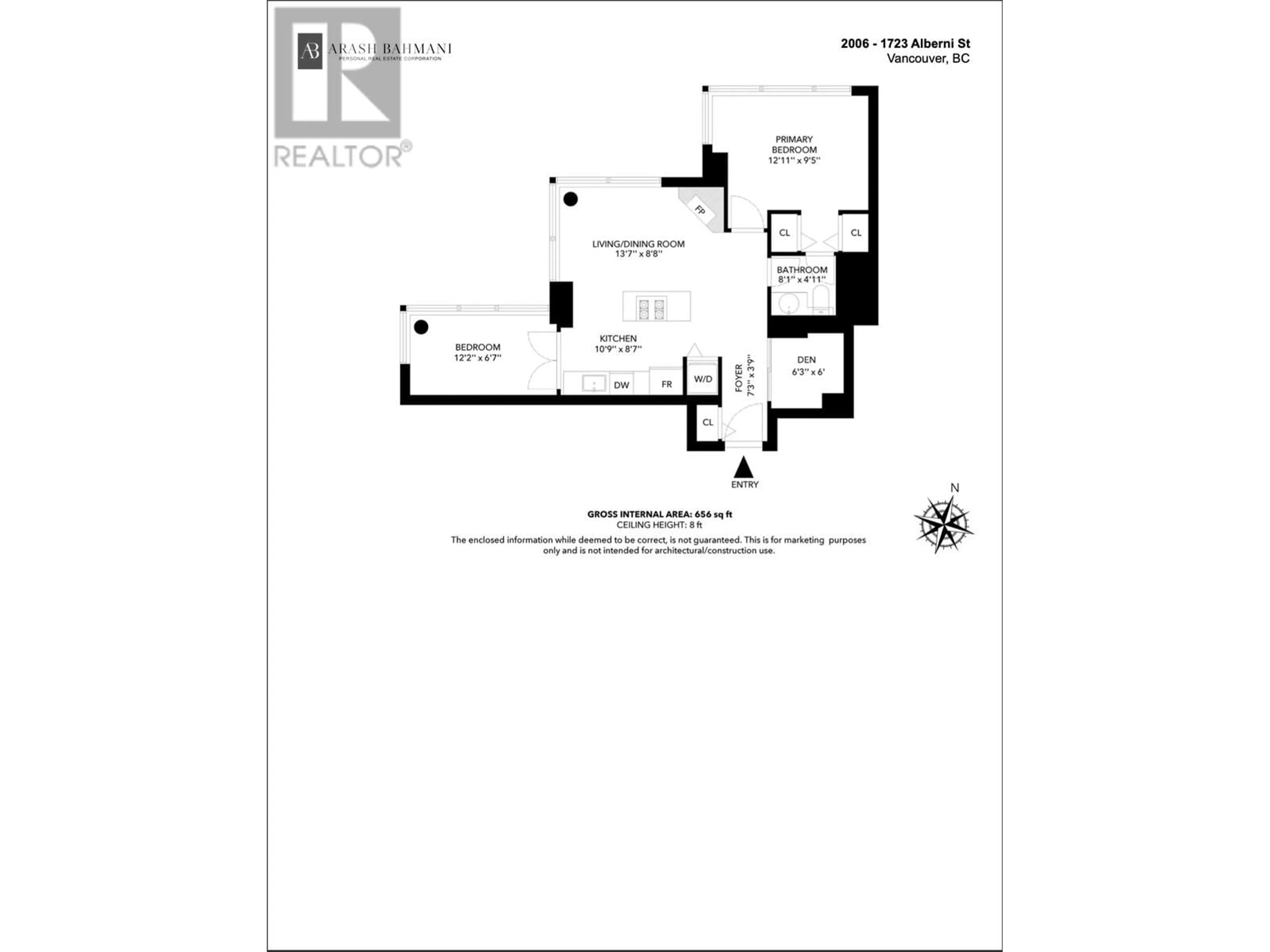 Floor plan for 2006 1723 ALBERNI STREET, Vancouver British Columbia V6G3G9