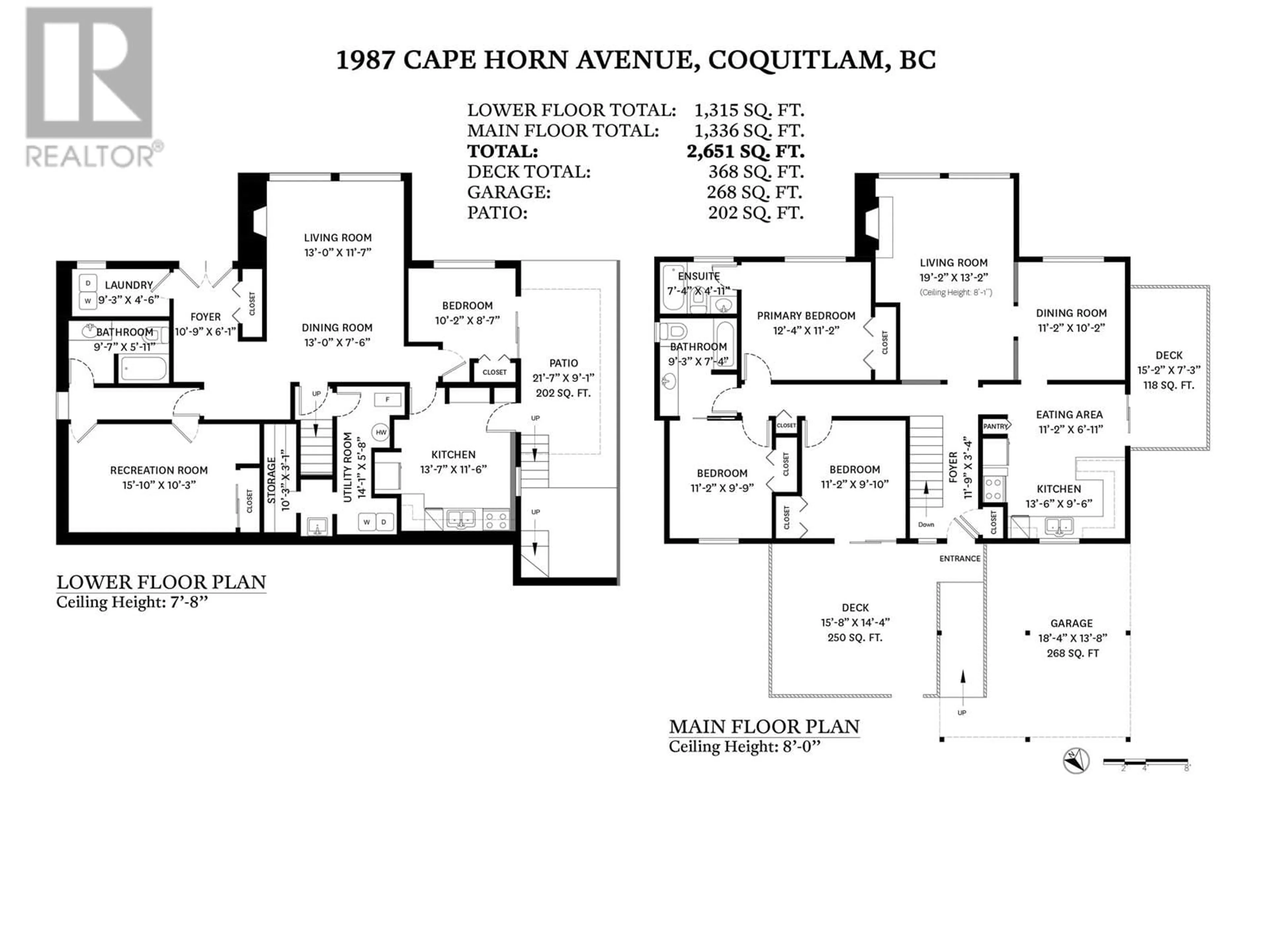 Floor plan for 1987 CAPE HORN AVENUE, Coquitlam British Columbia V3K1J2