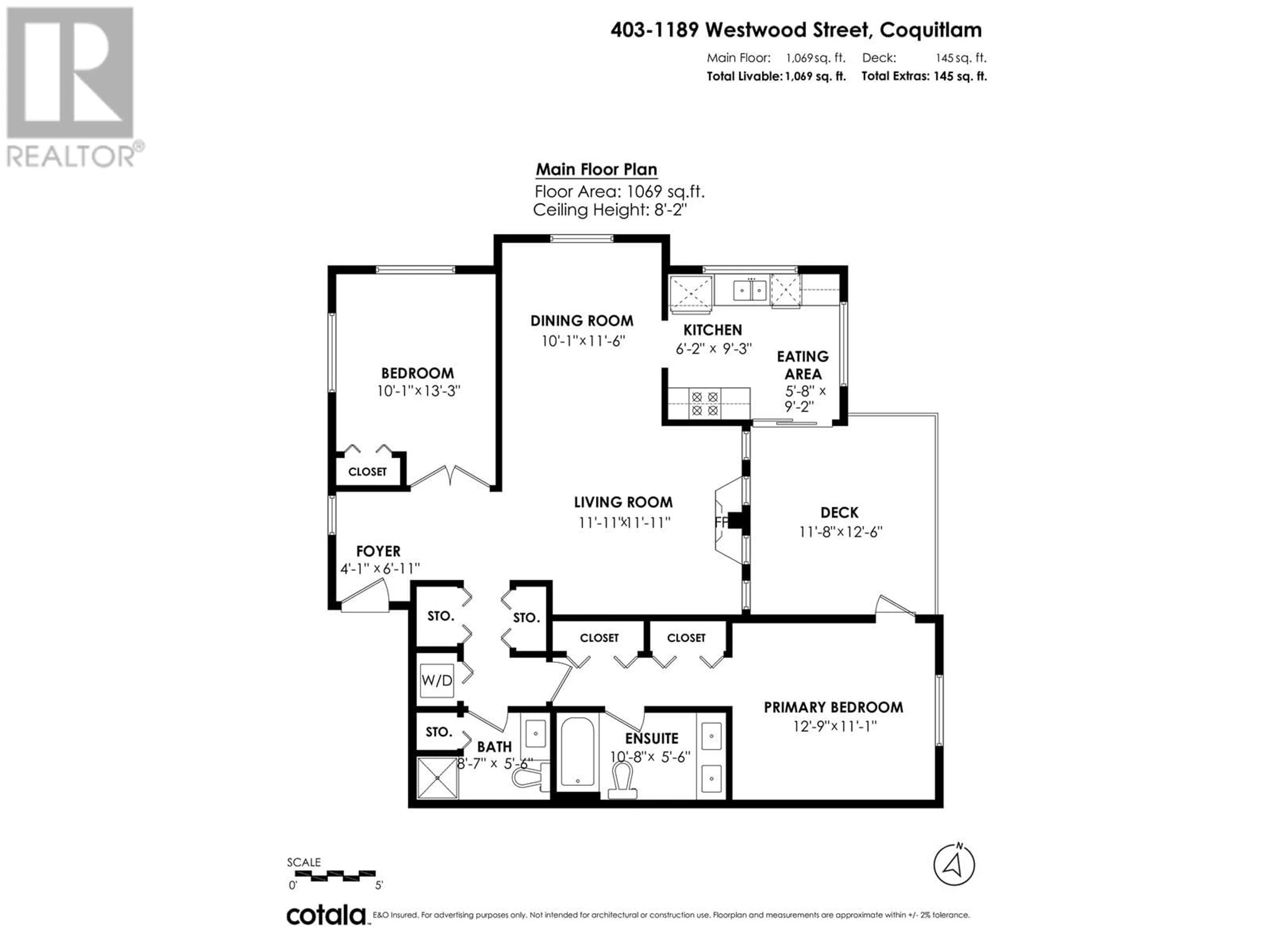 Floor plan for 403 1189 WESTWOOD STREET, Coquitlam British Columbia V3B7P5