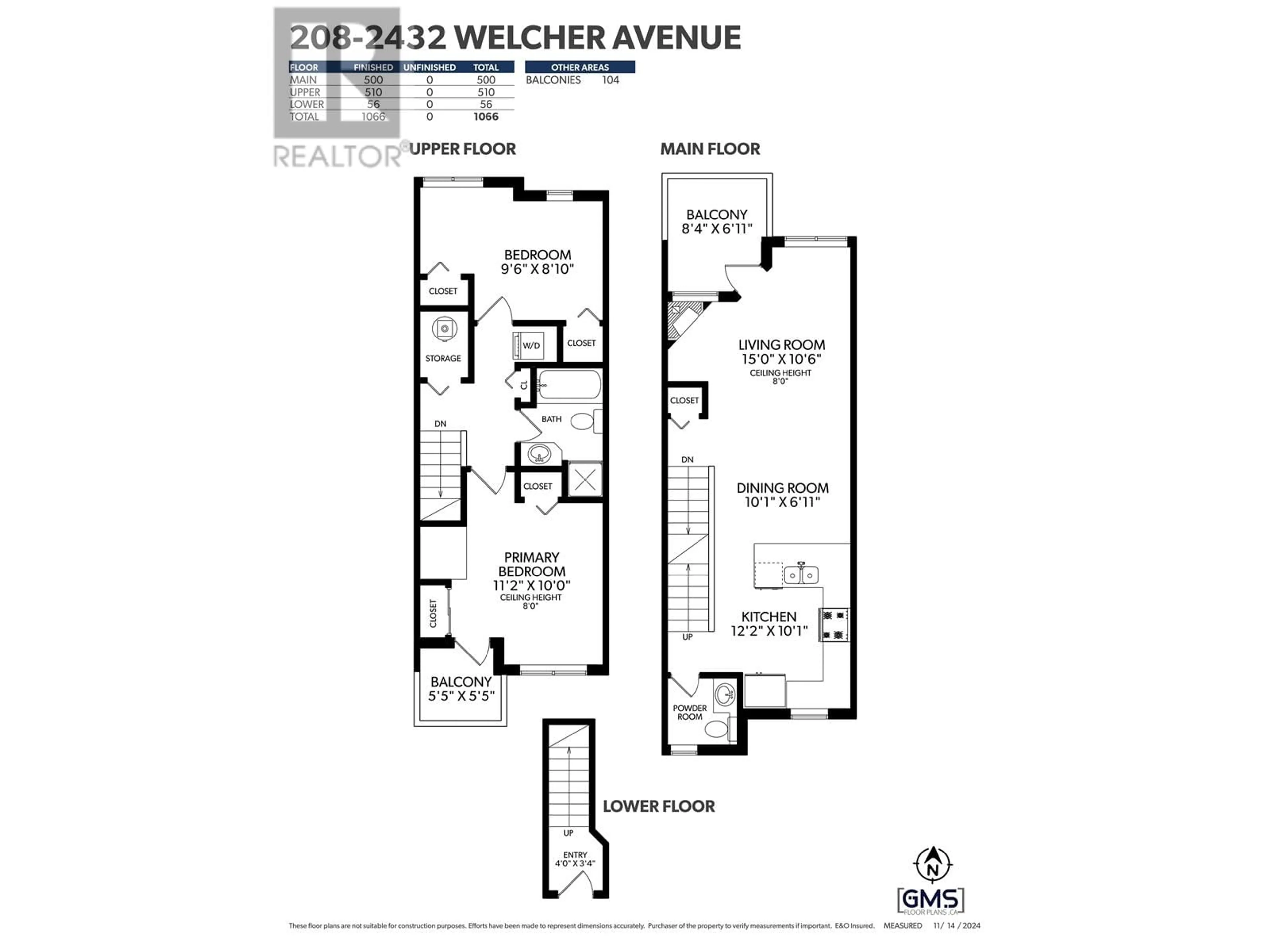 Floor plan for 208 2432 WELCHER AVENUE, Port Coquitlam British Columbia V3C1X7