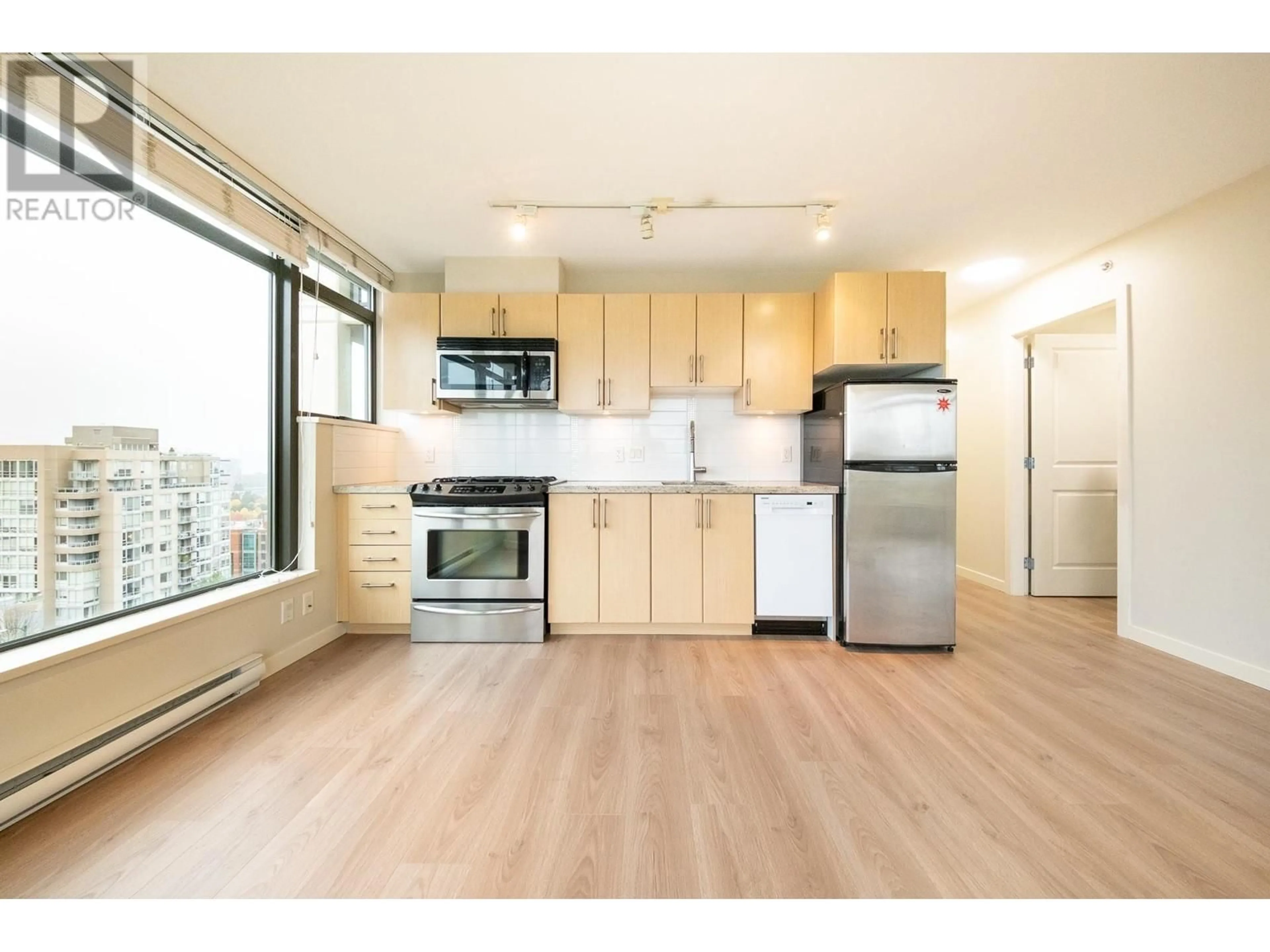 Standard kitchen, wood floors for 1203 1068 W BROADWAY, Vancouver British Columbia V6H0A7