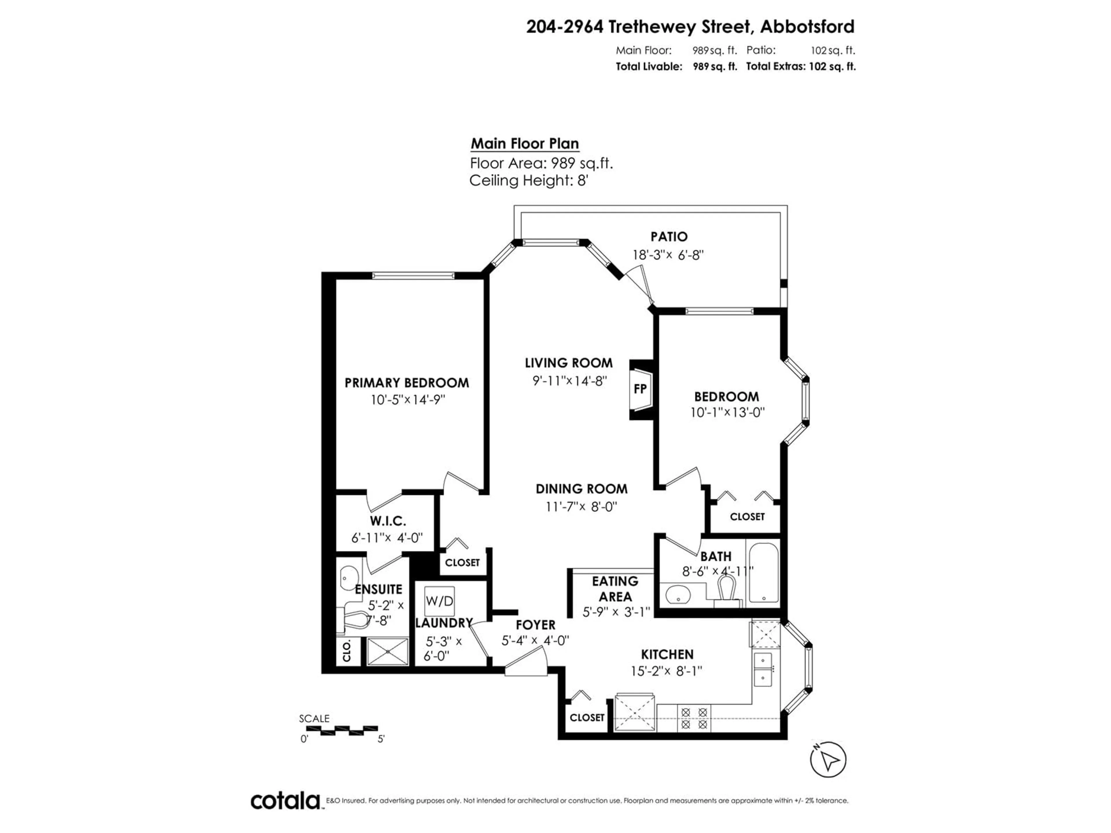 Floor plan for 204 2964 TRETHEWEY STREET, Abbotsford British Columbia V2T6P4