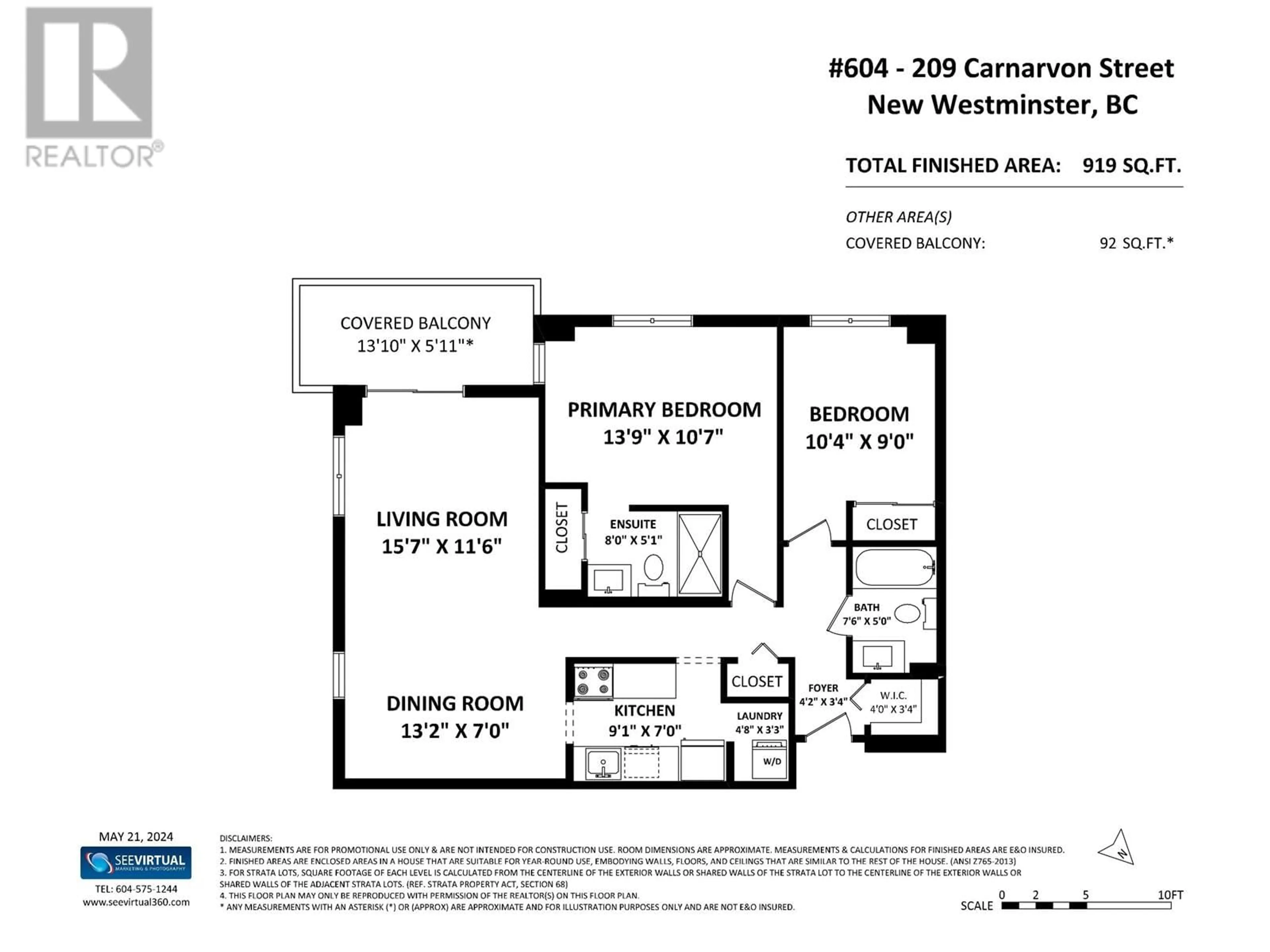 Floor plan for 604 209 CARNARVON STREET, New Westminster British Columbia V3L1B7