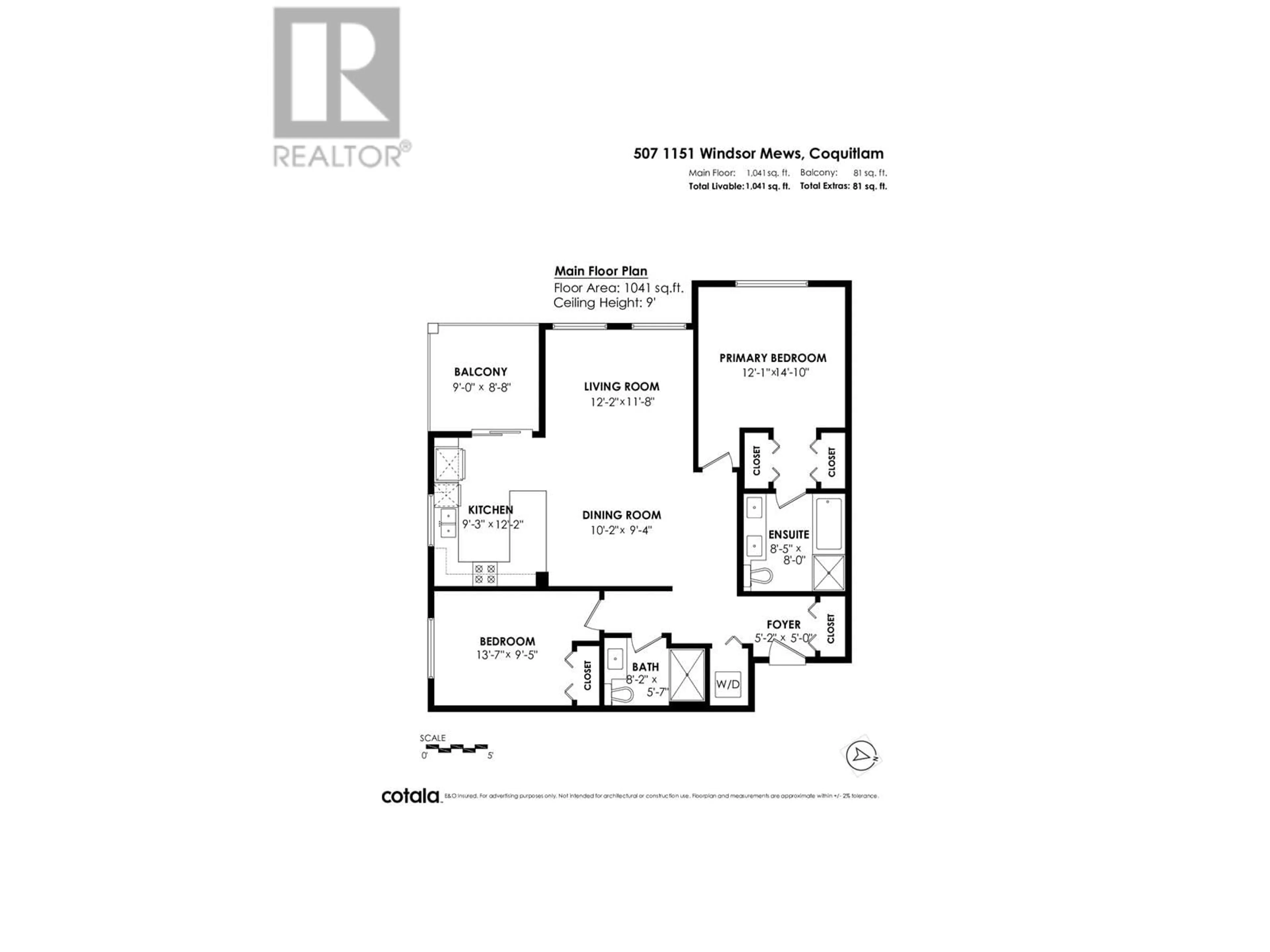 Floor plan for 507 1151 WINDSOR MEWS, Coquitlam British Columbia V3B0M9