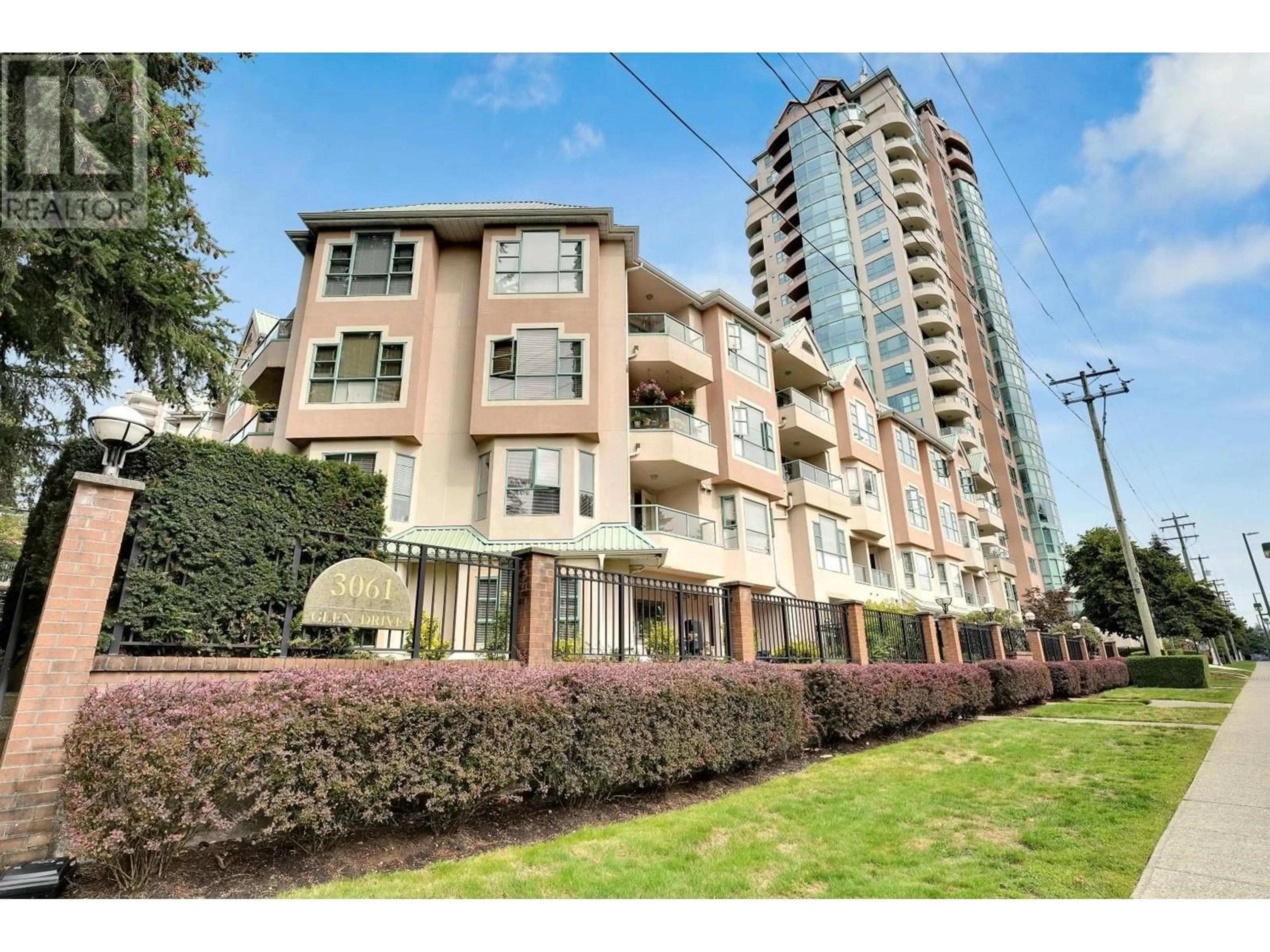 A pic from exterior of the house or condo, the street view for 404W 3061 GLEN DRIVE, Coquitlam British Columbia V3B2P8