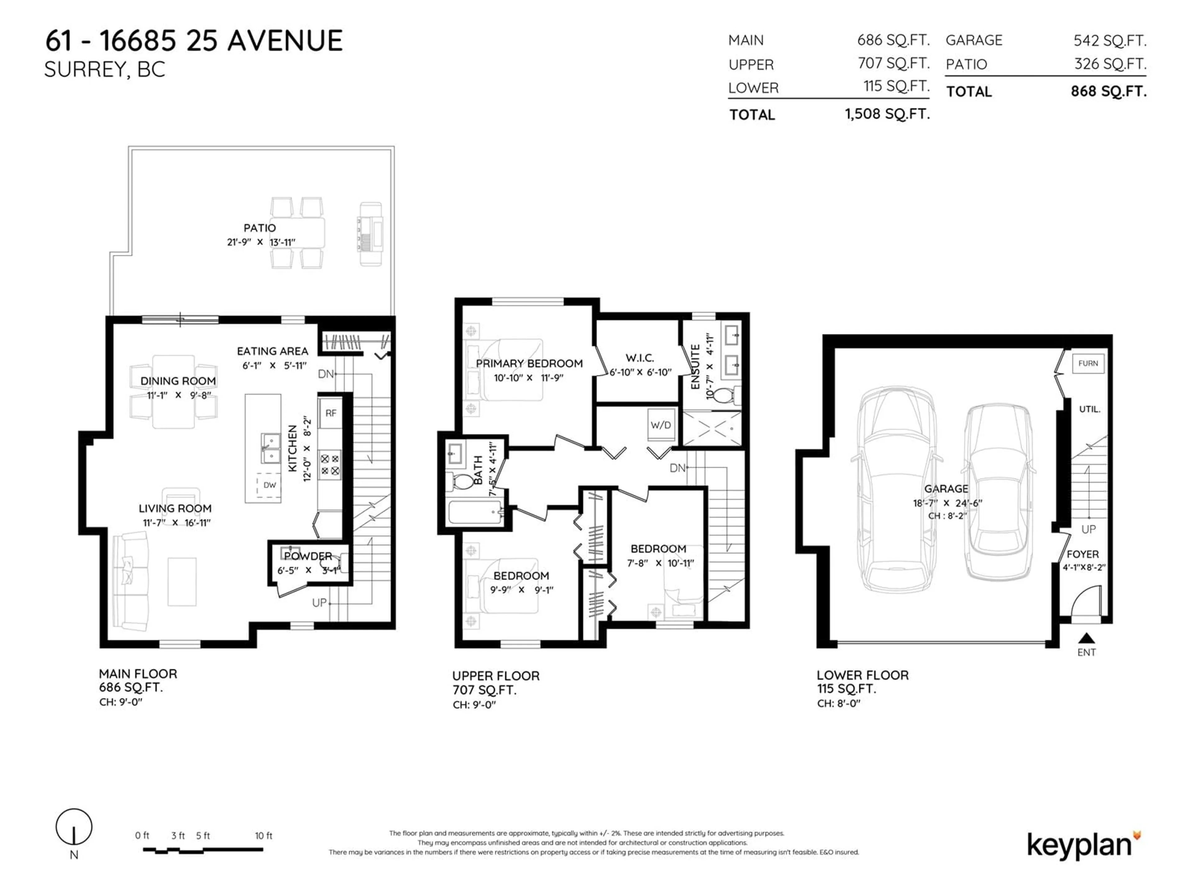 Floor plan for 61 16685 25TH AVENUE, Surrey British Columbia V3Z0Z4