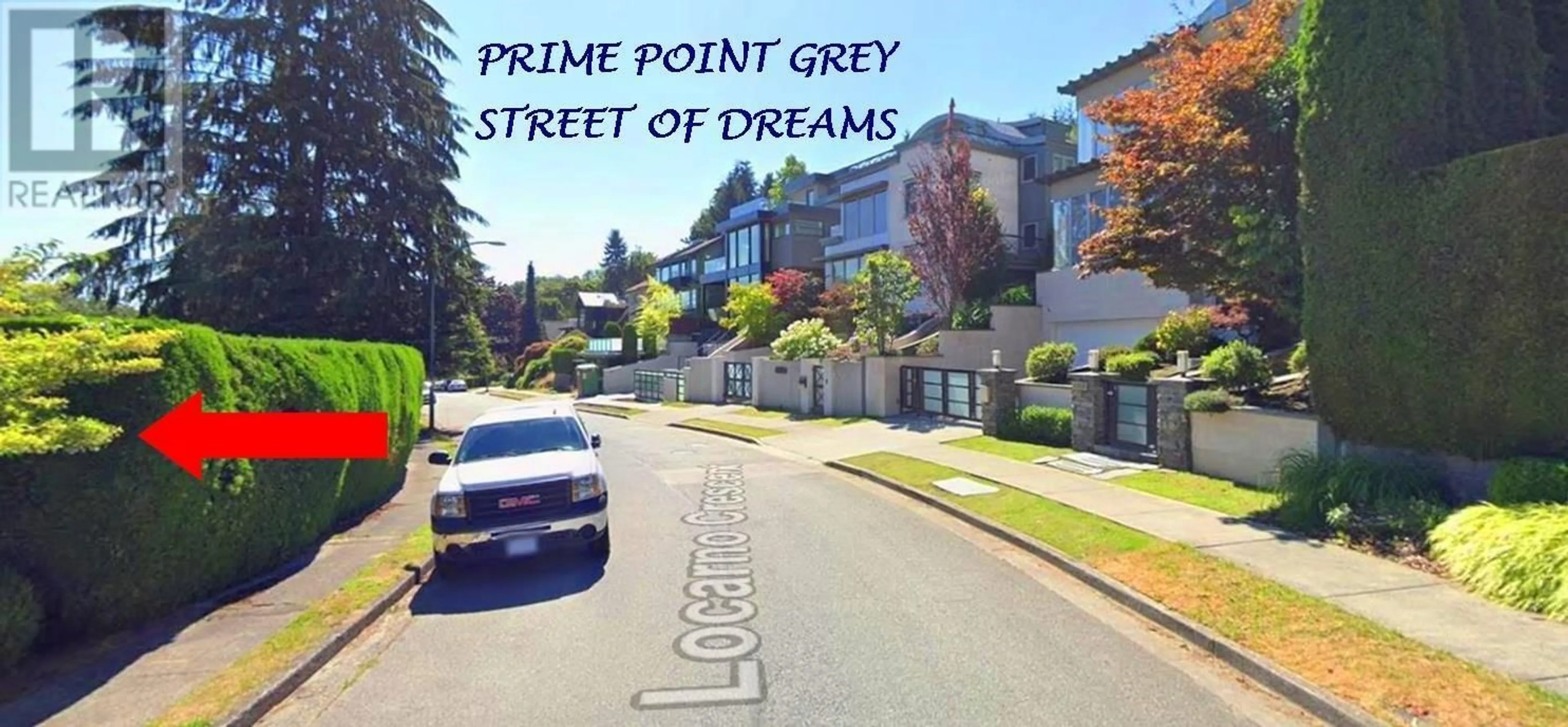 A pic from exterior of the house or condo, the street view for 4355 LOCARNO CRESCENT, Vancouver British Columbia V6R1G2