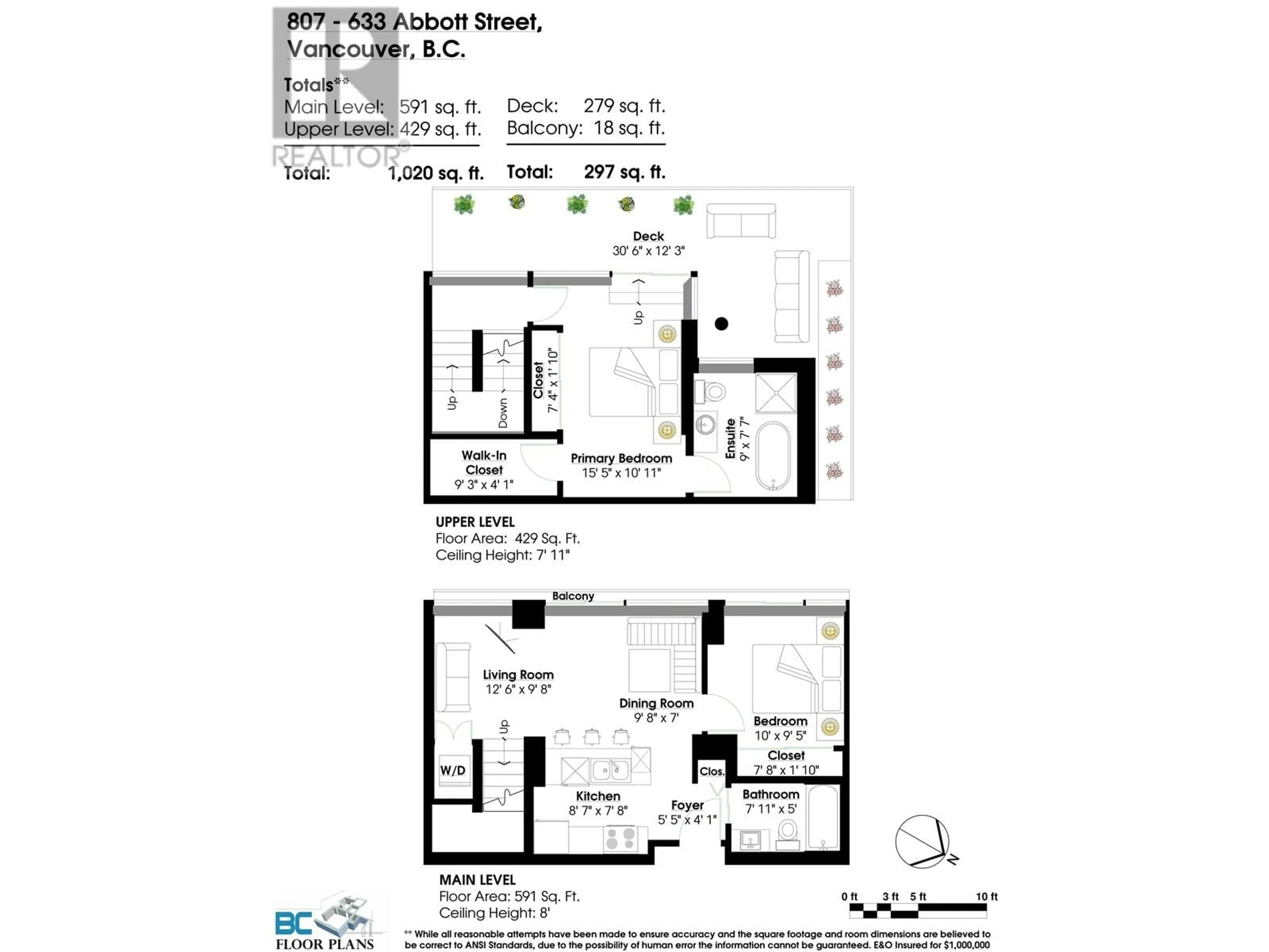 Floor plan for 807 633 ABBOTT STREET, Vancouver British Columbia V6B0J3