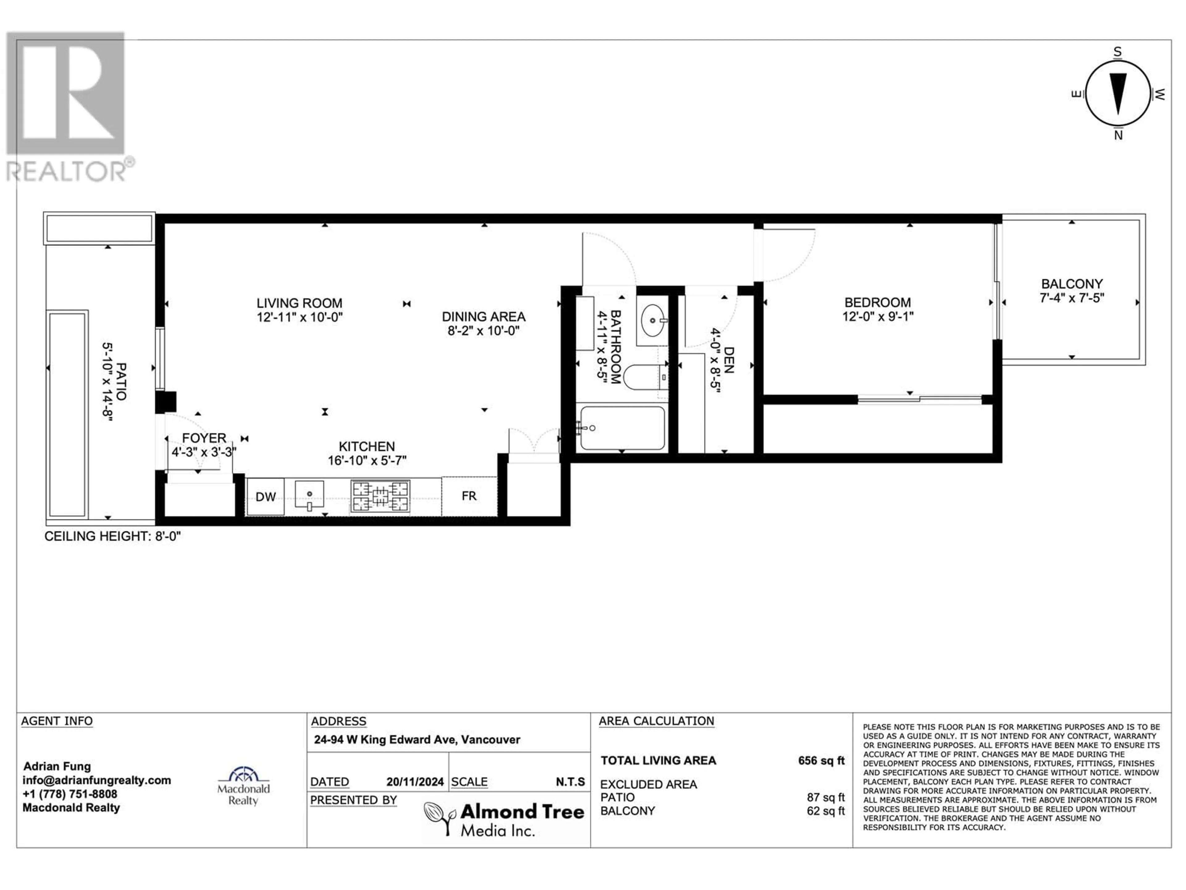 Floor plan for 24 94 W KING EDWARD AVENUE, Vancouver British Columbia V5Y0N6