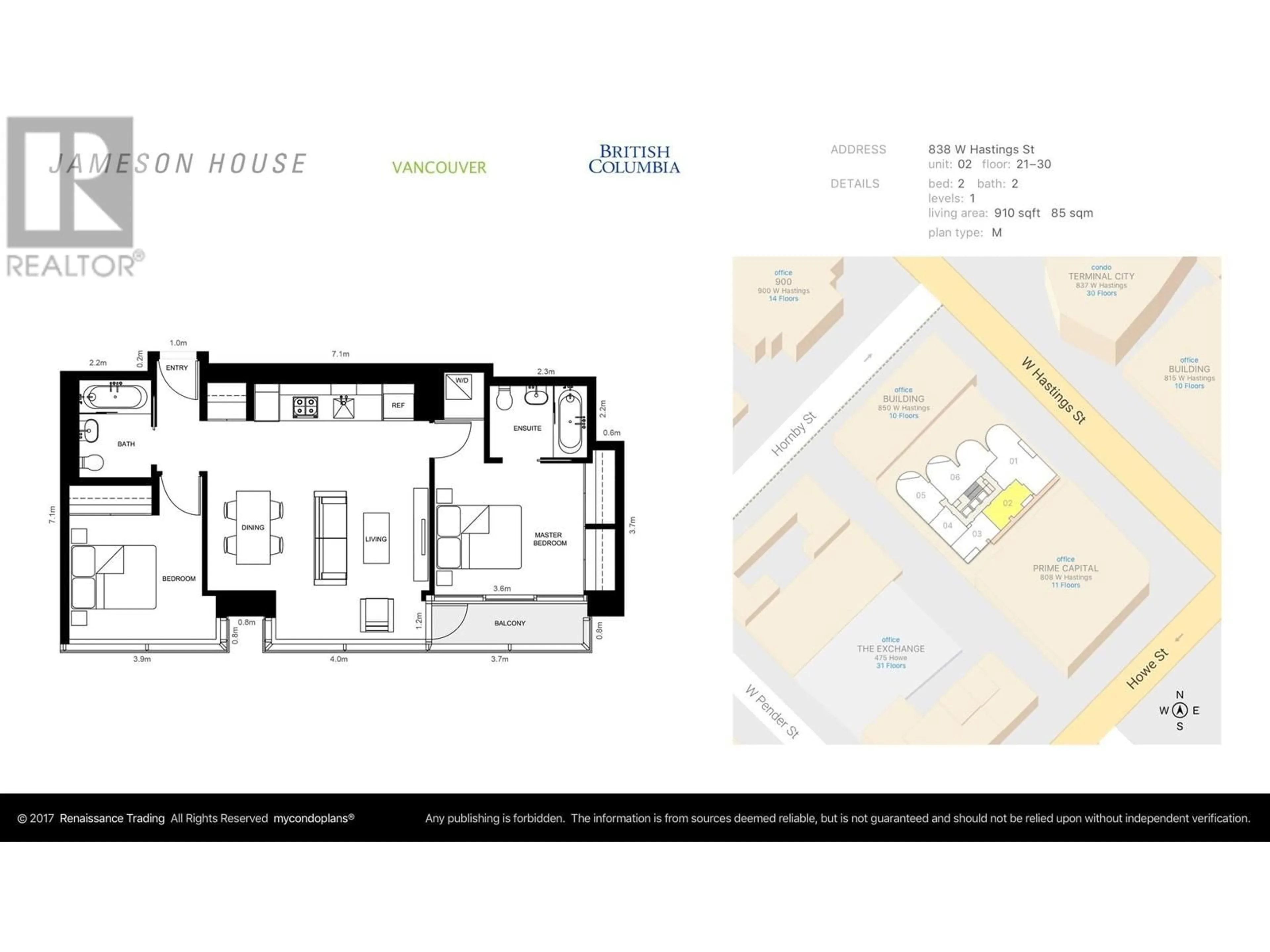 Floor plan for 2302 838 W HASTINGS STREET, Vancouver British Columbia V6C0A6