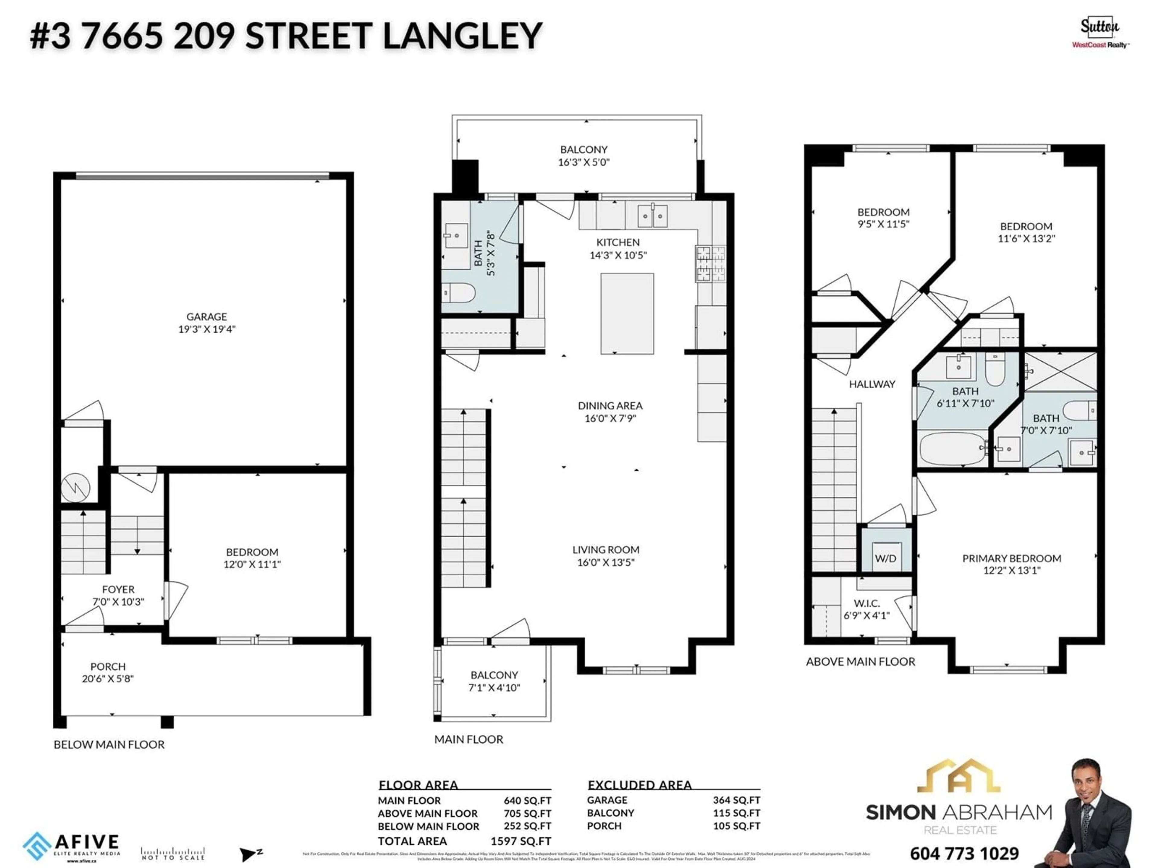 Floor plan for 3 7665 209 STREET, Langley British Columbia V2Y0V2