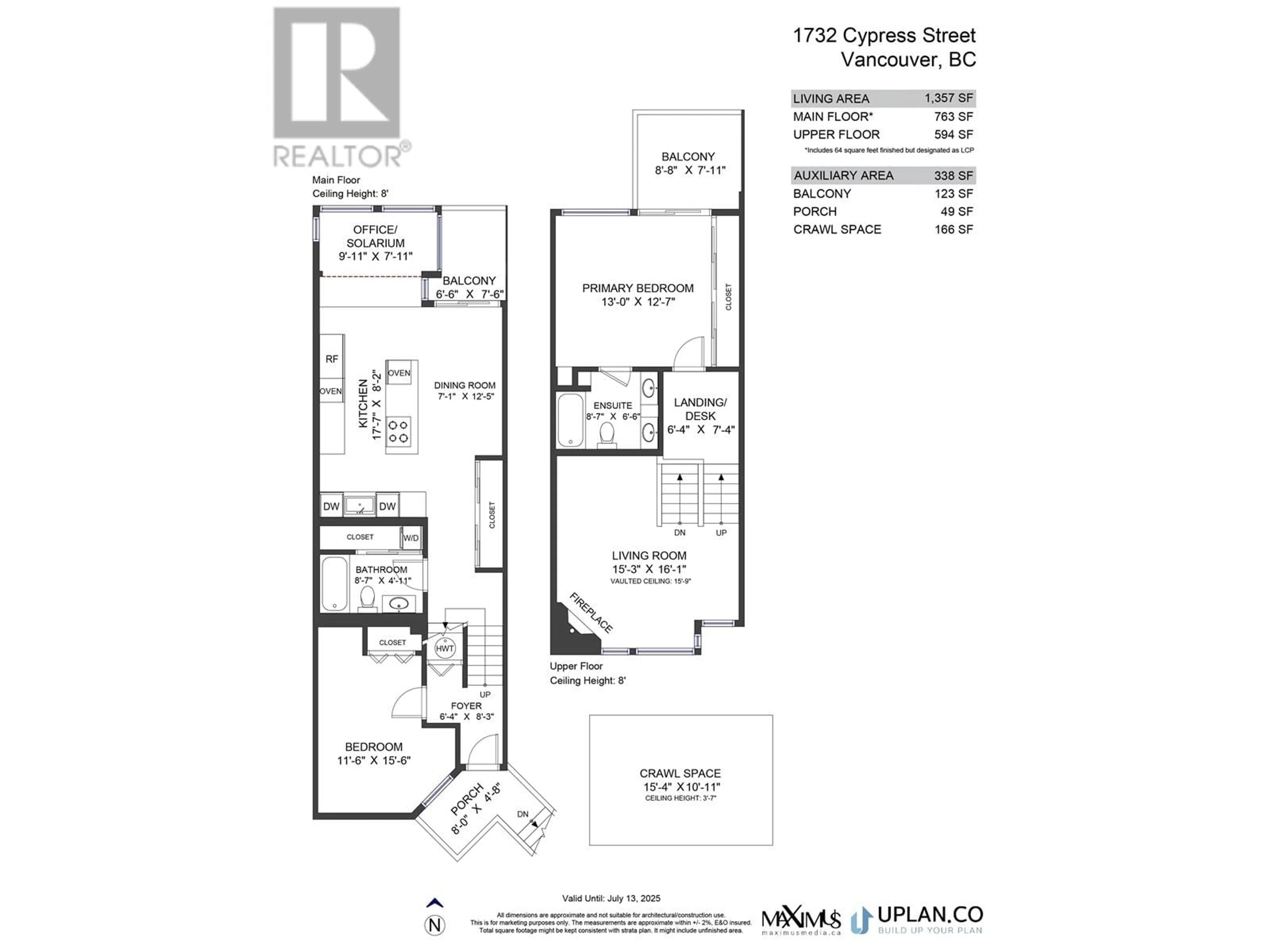 Floor plan for 1732 CYPRESS STREET, Vancouver British Columbia V6J4W2