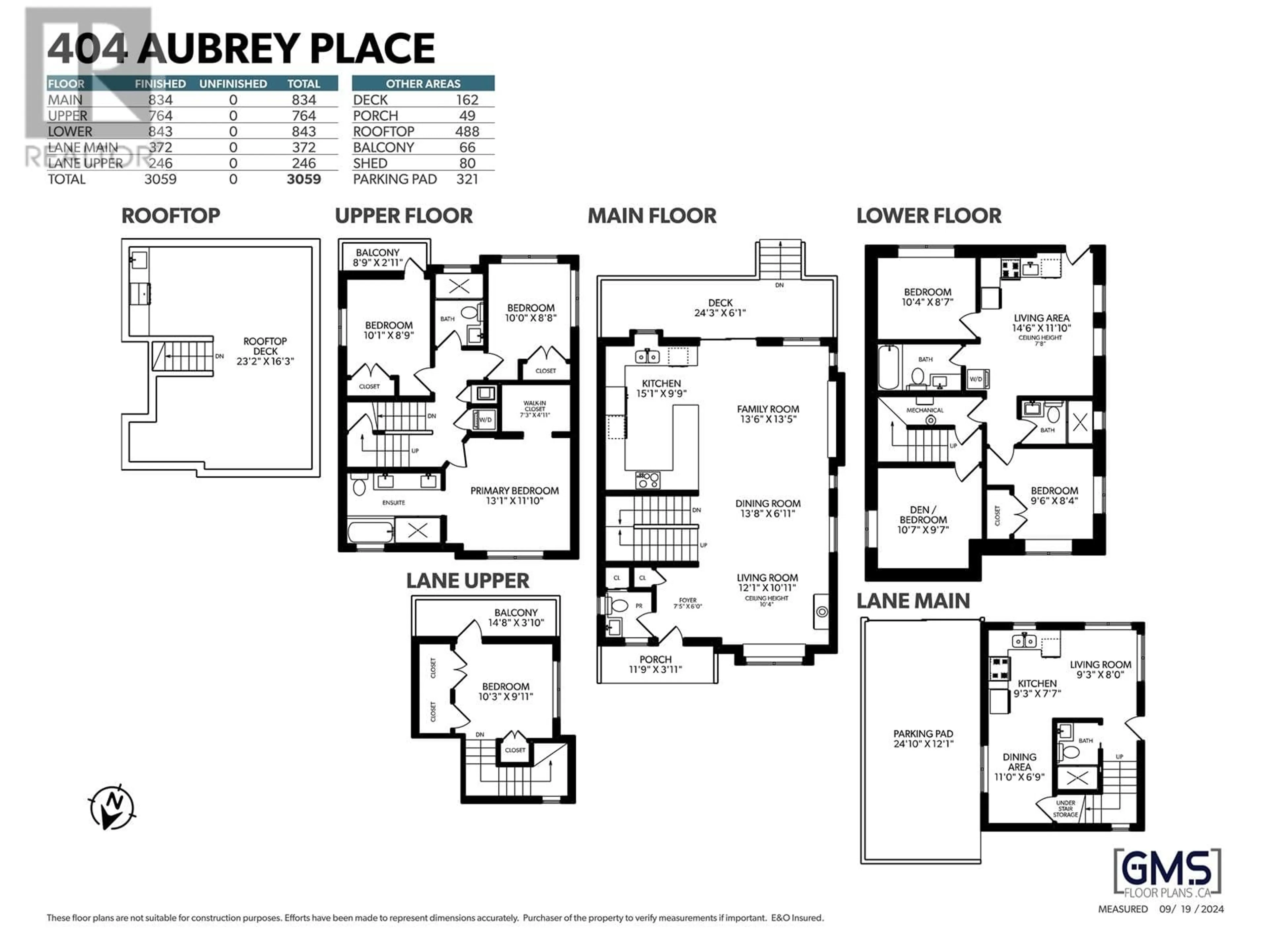 Floor plan for 404 AUBREY PLACE, Vancouver British Columbia V5V2T6