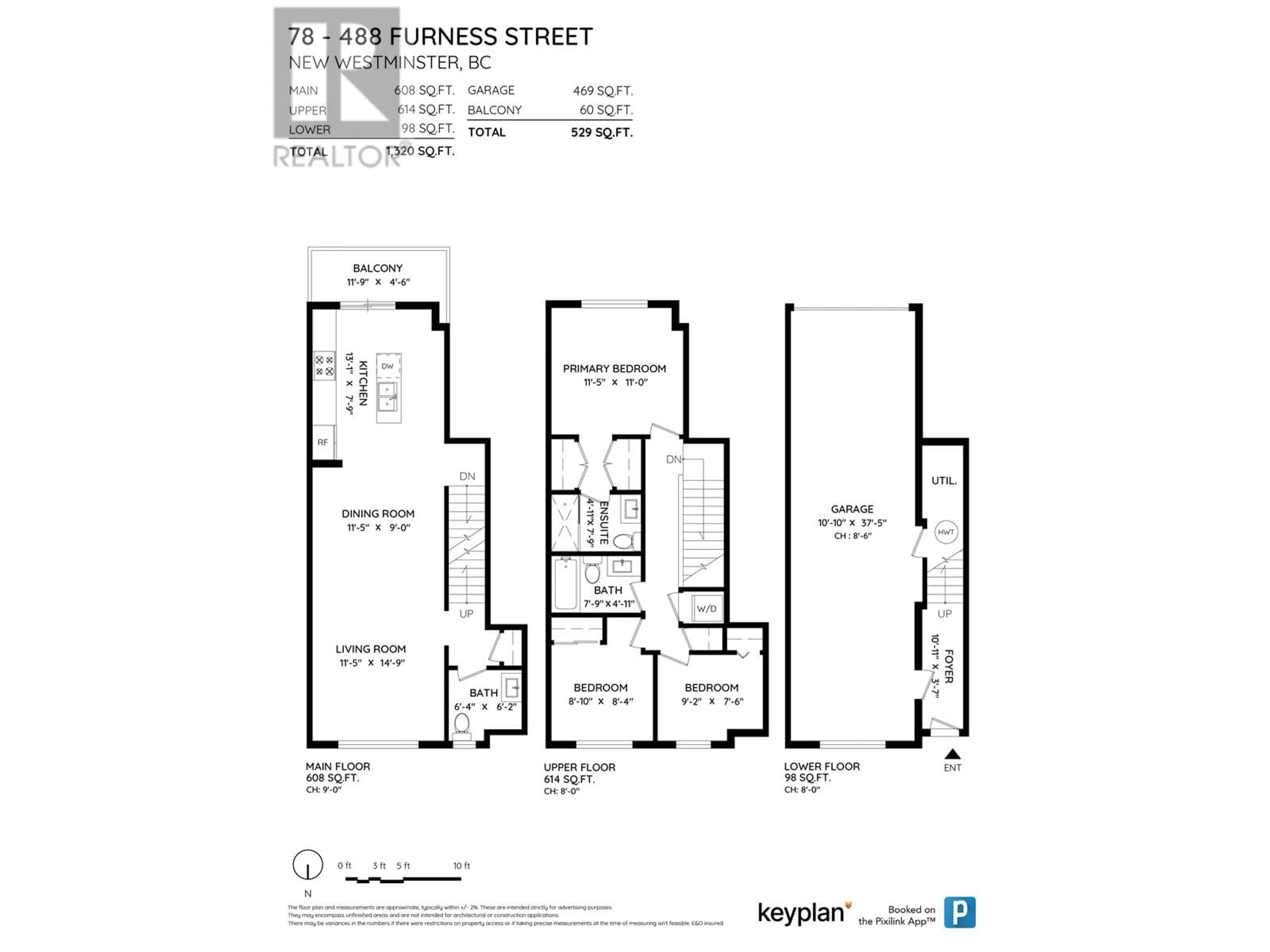 Floor plan for 78 488 FURNESS STREET, New Westminster British Columbia V3M0M1