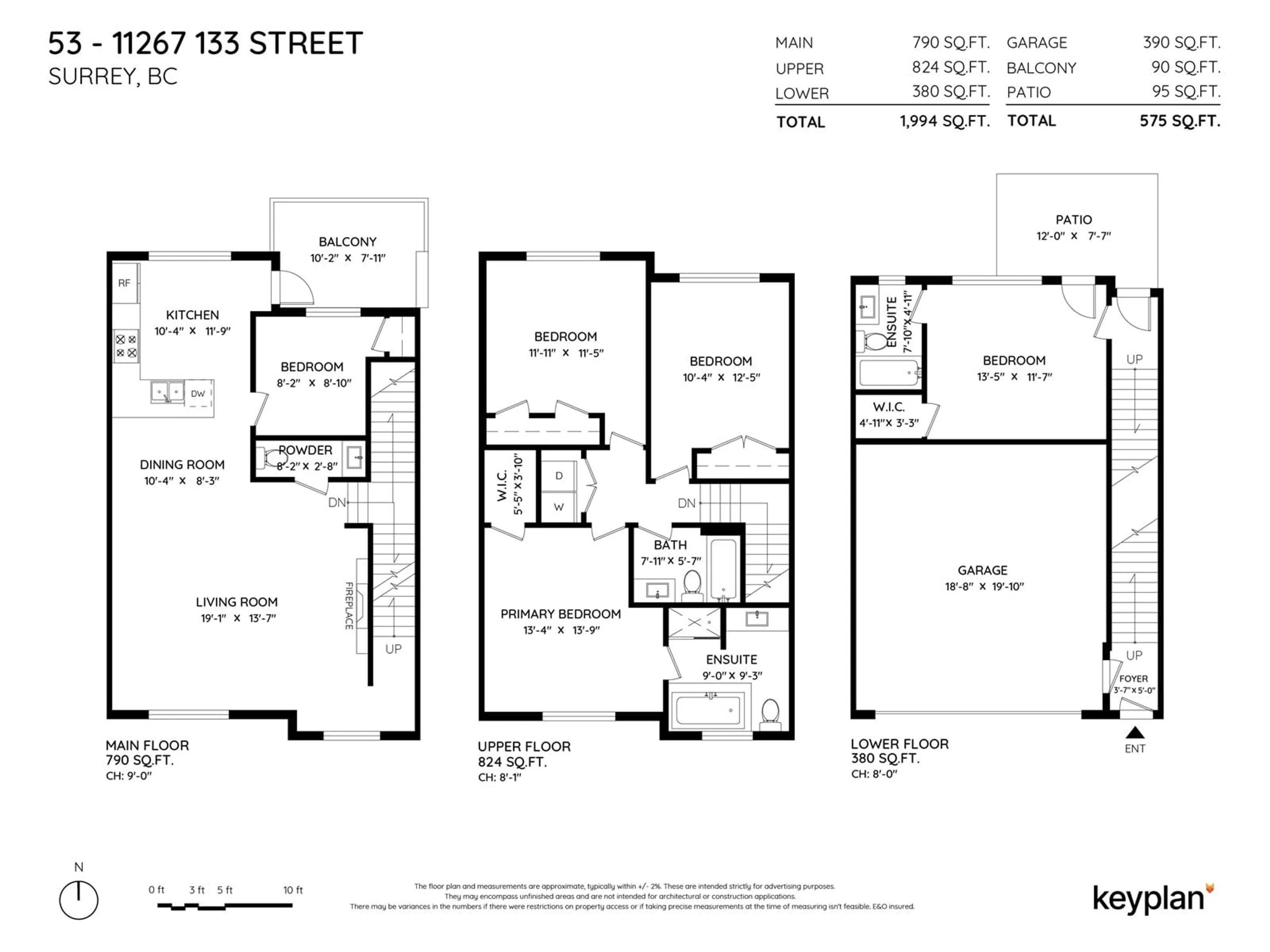 Floor plan for 53 11267 133 STREET, Surrey British Columbia V3R0E3