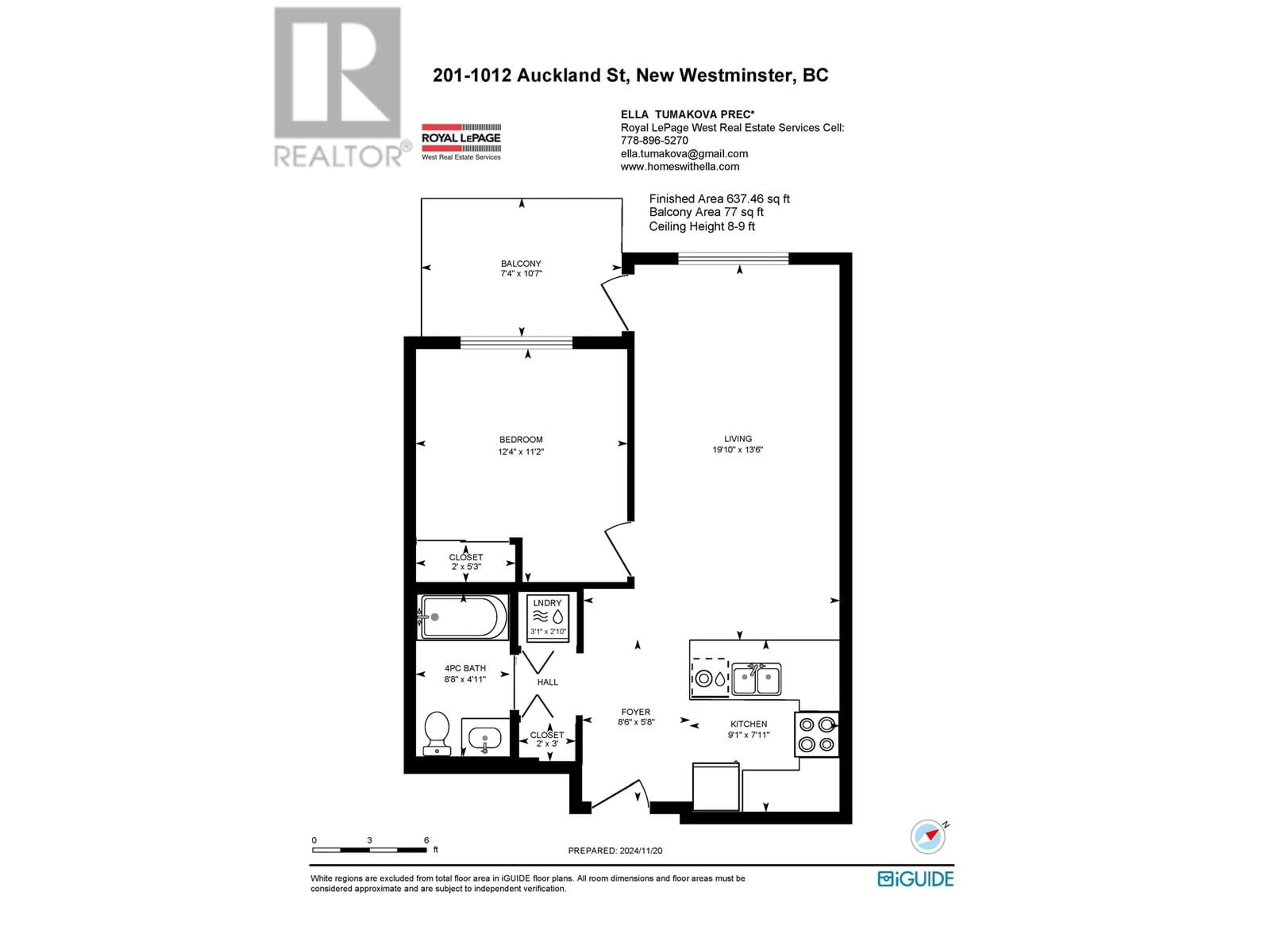 Floor plan for 201 1012 AUCKLAND STREET, New Westminster British Columbia V3M0M3