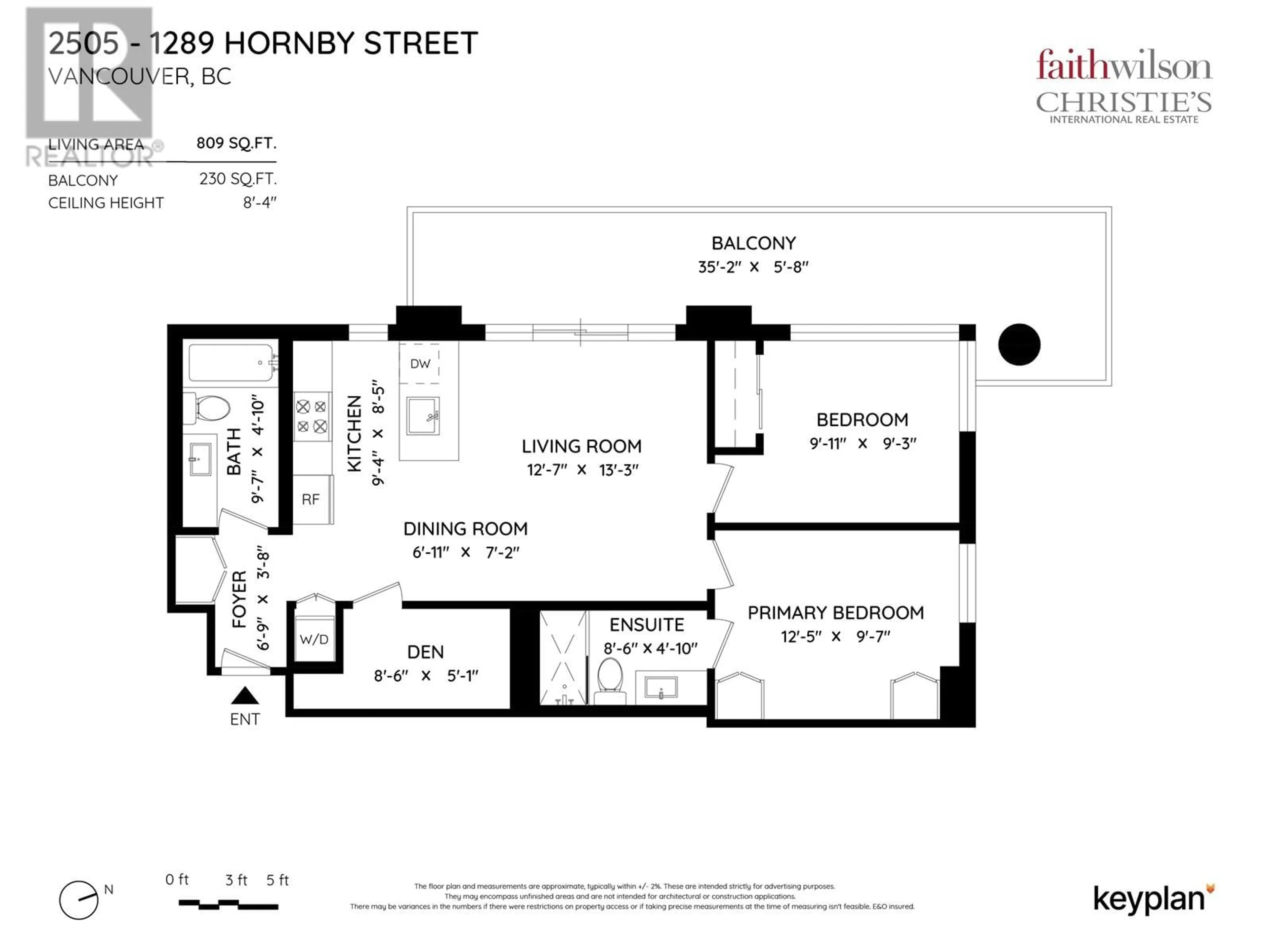 Floor plan for 2505 1289 HORNBY STREET, Vancouver British Columbia V6Z0G7