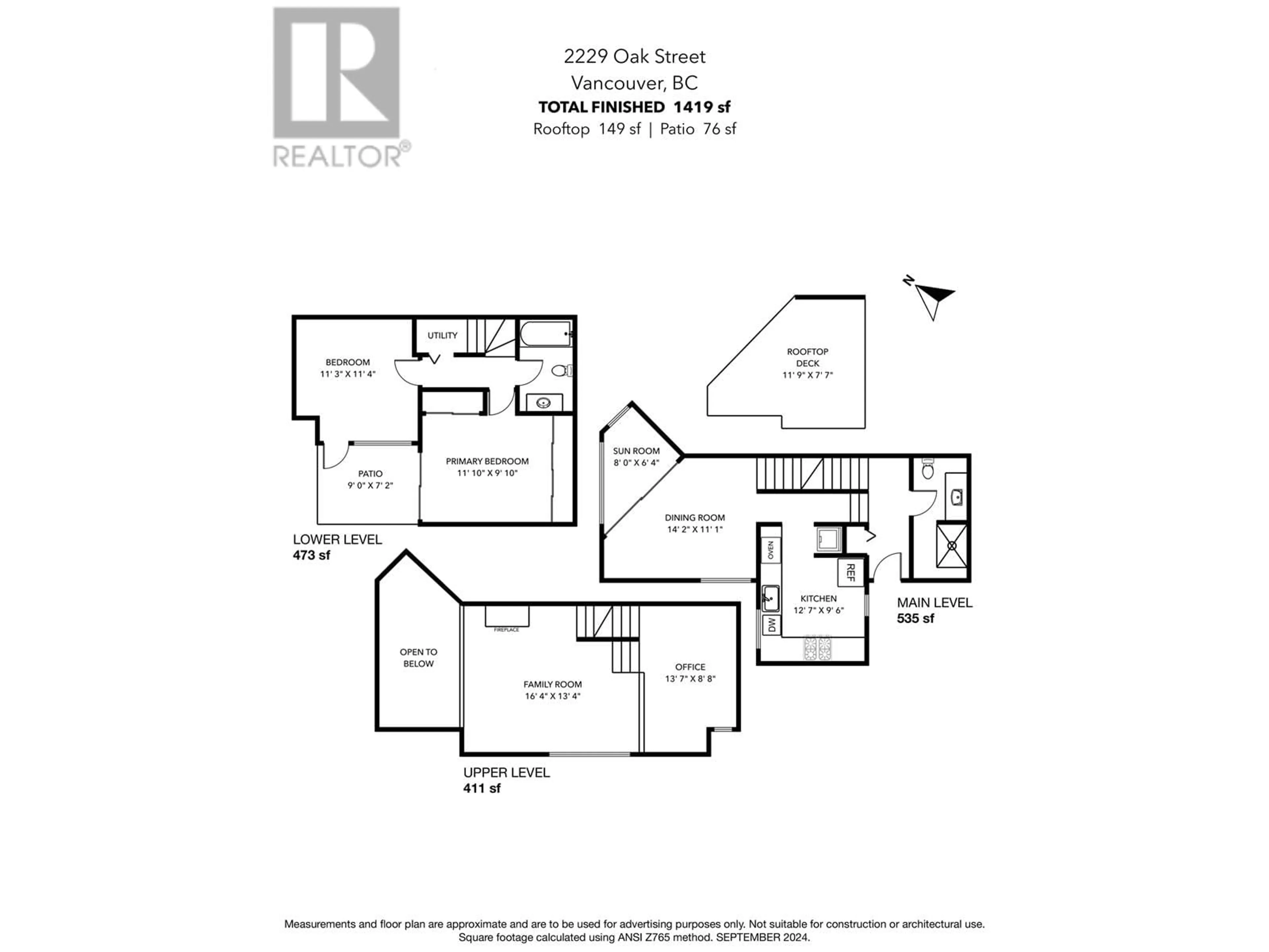 Floor plan for 2229 OAK STREET, Vancouver British Columbia V6H3W6